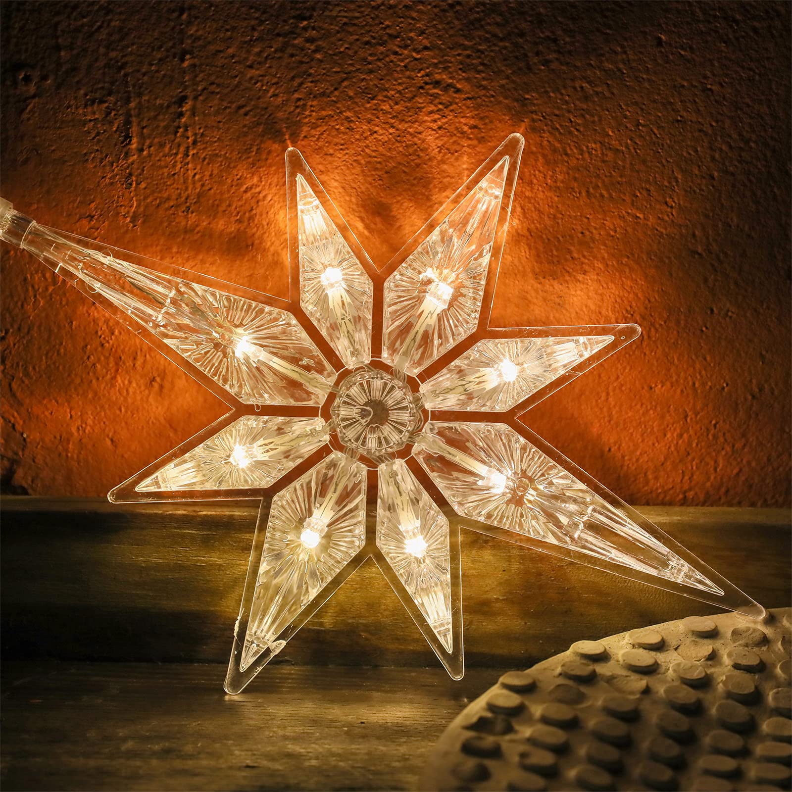 Mudder 10.8 Inch Christmas Window Star Lights Large Hanging Bethlehem Star Tree Topper Decoration Christmas LED Window Lights Si
