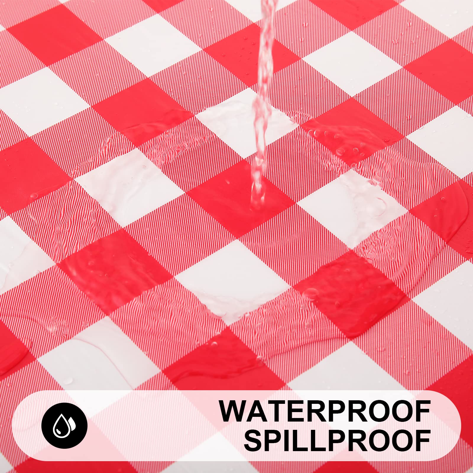 Smiry Rectangle Picnic Table Cloth, Elastic Waterproof Fitted Vinyl Tablecloth For 4 Ft Tables, Flannel Backed Buffalo Plaid Tab