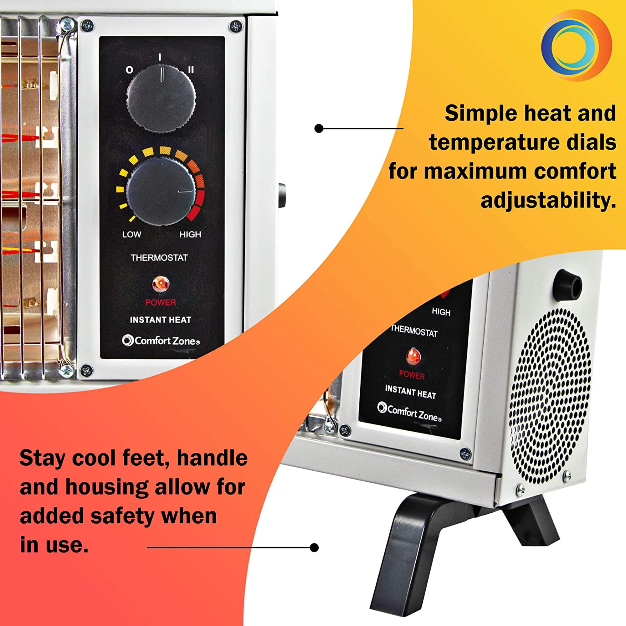 Comfort Zone Cz550 1500 Watt Portable Electric Indoor Radiant Wire Element Space Heater With Adjustable Temperature For The Home