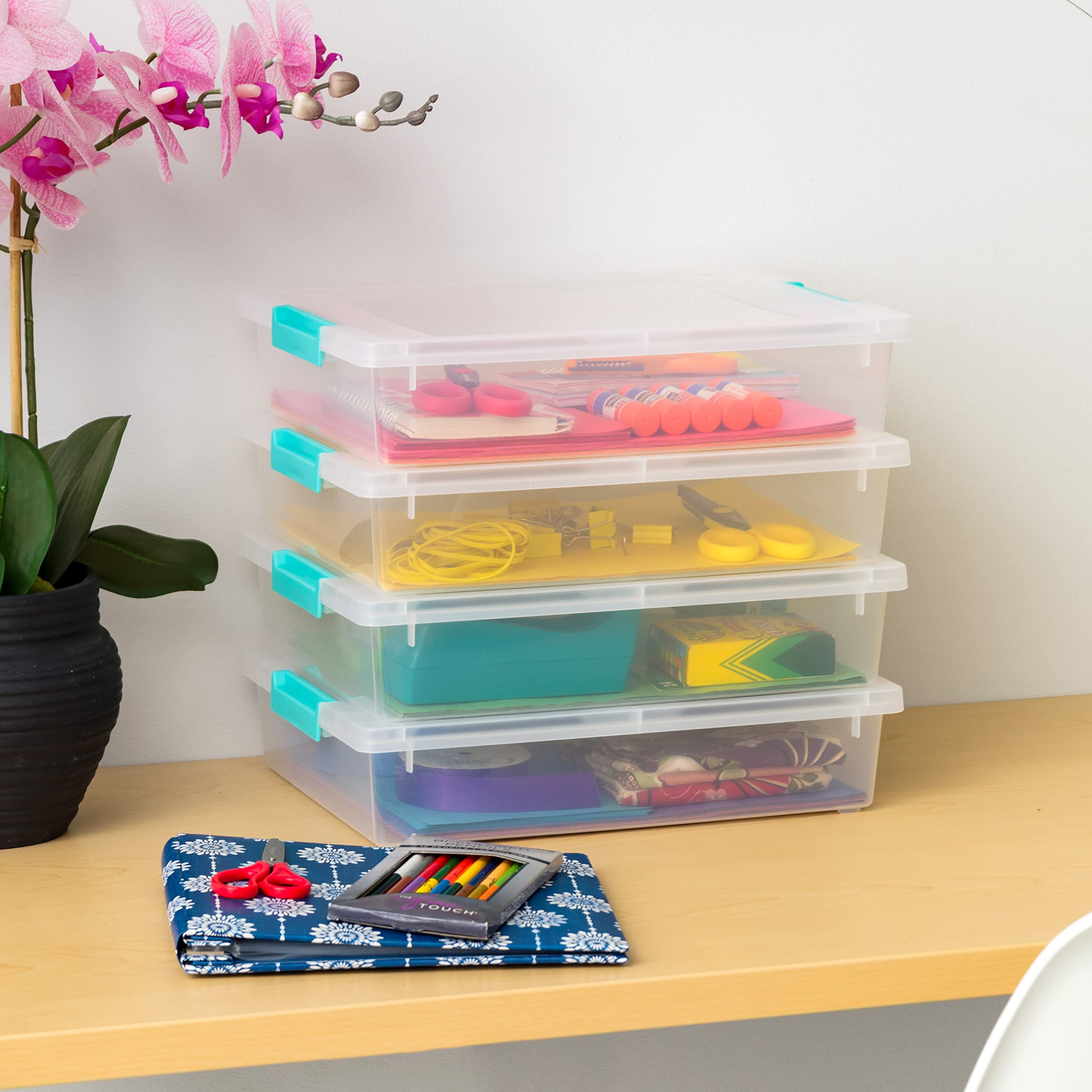 Iris Usa 6 Qt. Plastic Storage Bins Containers With Lids, 4 Pack, Sensory Bin, Craft Storage, Craft Organizers And Storage, Orga