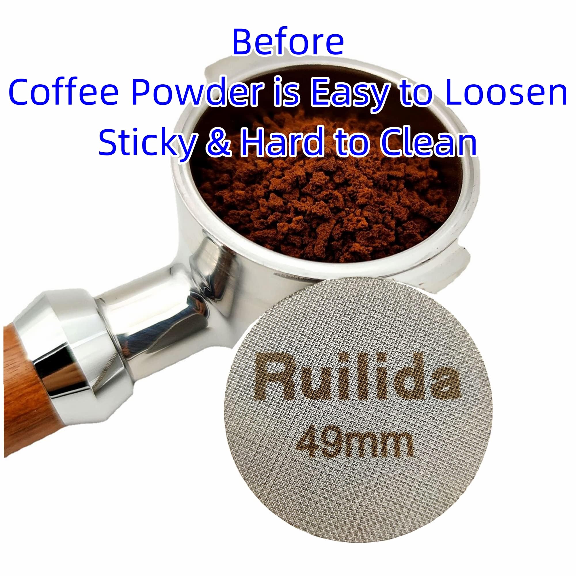 Ruilida Espresso Puck Screen 49mm  Reusable 1.7mm Thickness 150? 316 Stainless Steel Professional Barista Coffee Filter Mesh Plate for Espresso Portafilter Filter Basket (49mm)