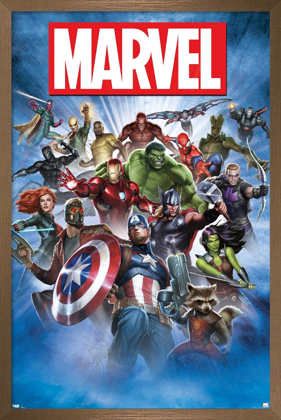 Trends International Marvel Comics - Group Shot Wall Poster, 14.725'' X 22.375'', Bronze Framed Version