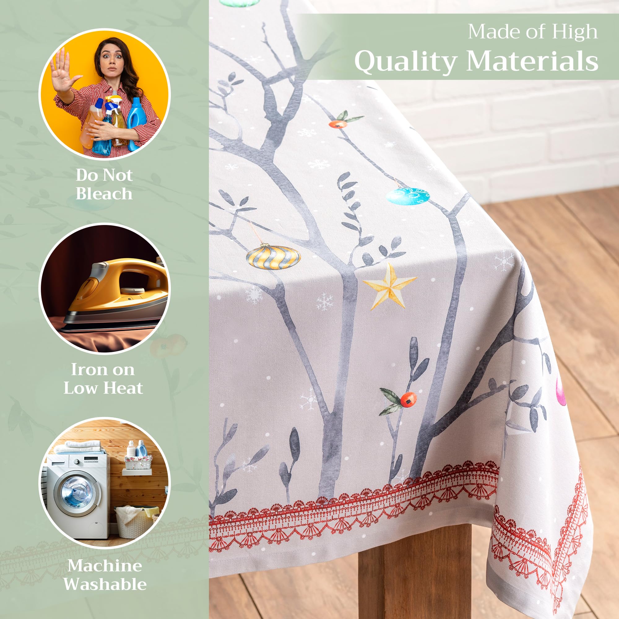 Maison D' Hermine Table Cloths 100% Cotton 70 Inch X 120 Inch Decorative Washable Rectangle Tablecloth Table Cloth, Dining, Kitc