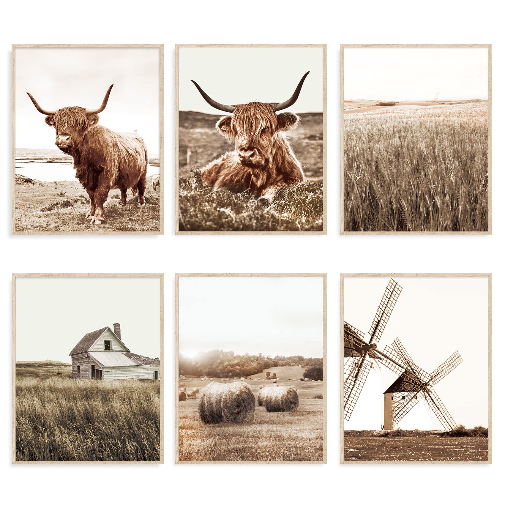 Highland Cow Wall Art Farmhouse Wall Decor Cow Decor Canvas Wall Art Poster Prints Cow Pictures Wall Decor Western Room Decor Se