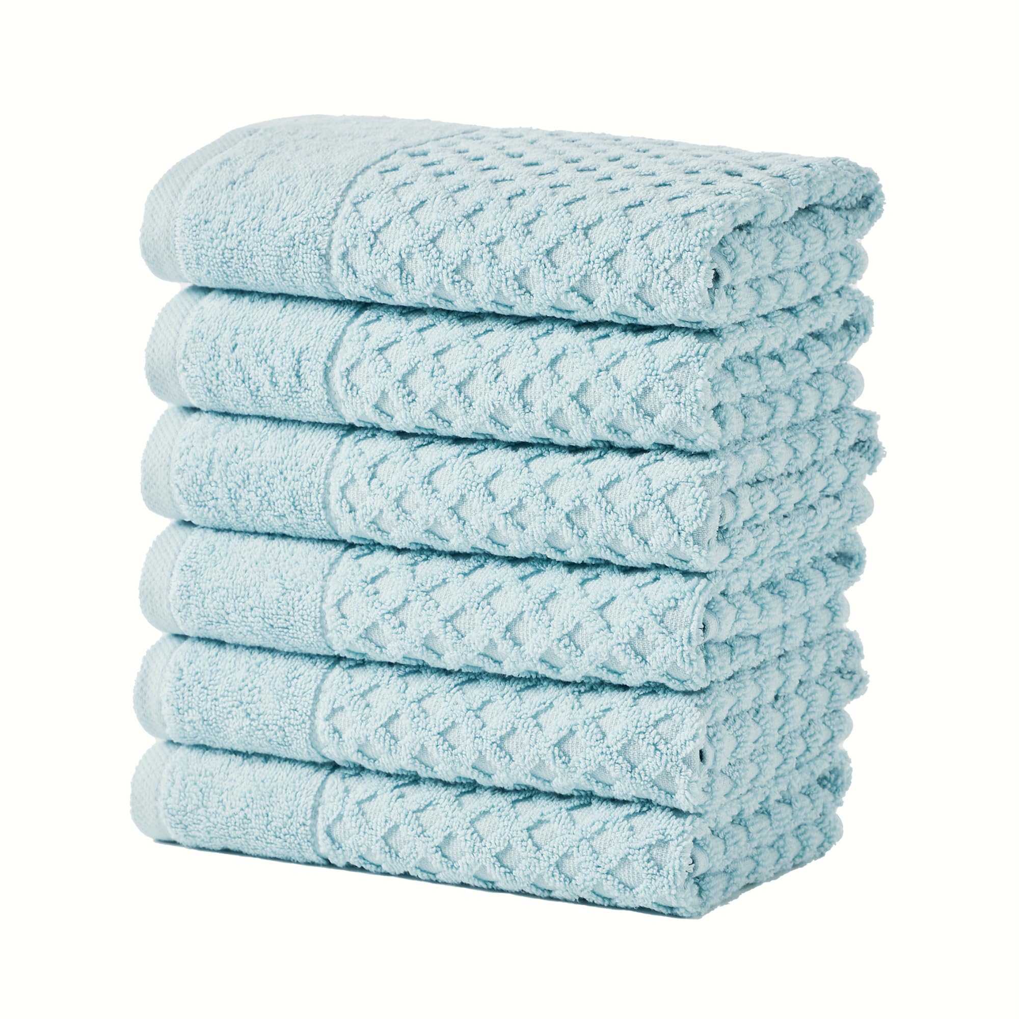 Great Bay Home Blue Bath Towels - 100% Cotton 6 Pack 26x16 Hand Towel Set - Absorbent, Durable, Quick-Dry Towels for Bathroom (P