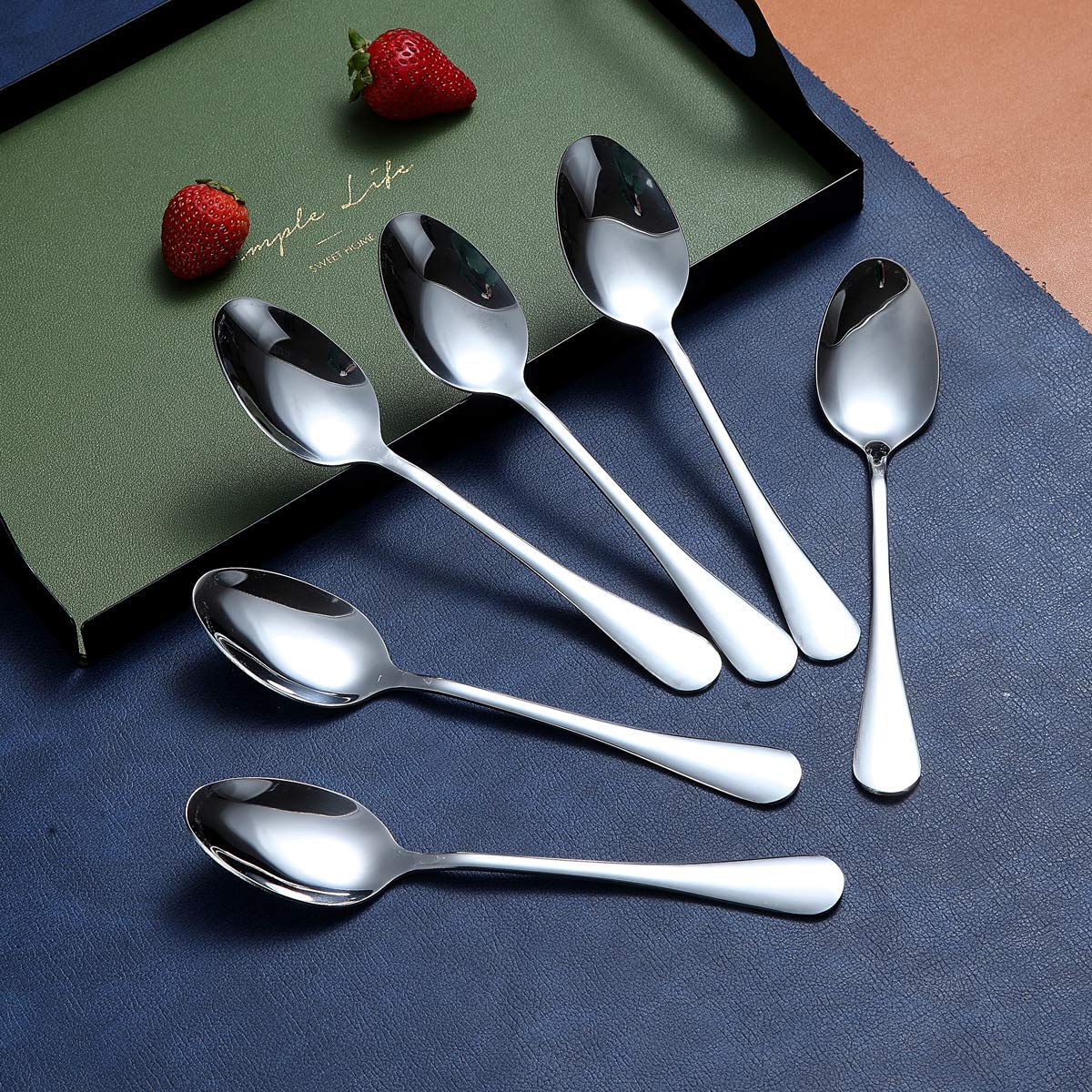 Berglander Teaspoons 6.5'' Set Of 6, Stainless Steel Shiny Polish Tea Spoons Silverware, Tea Spoon Small Dessert Spoon Teaspoon