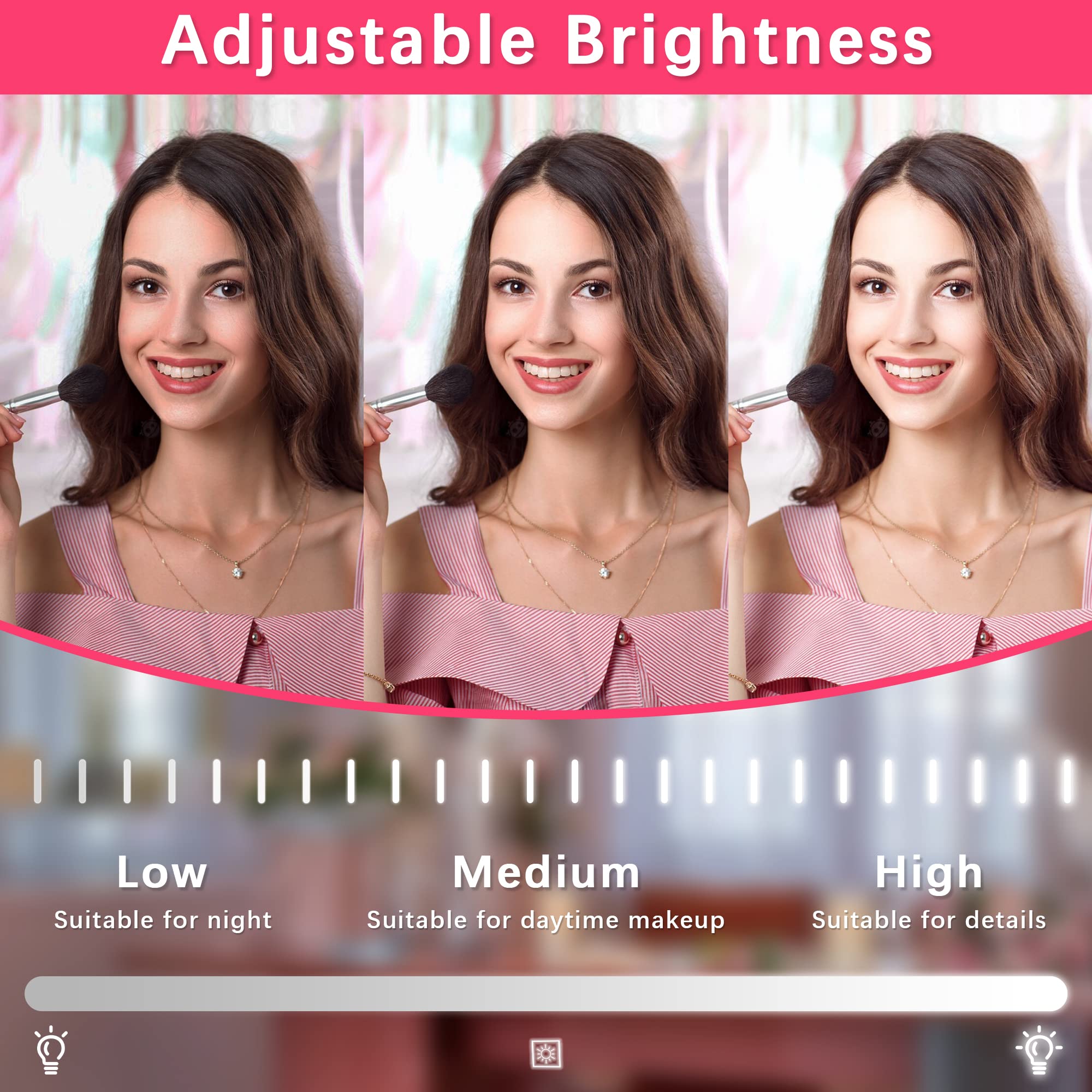 Rolove 22X17 Inch Lighted Vanity Mirror With Dimmable Led Lights - 3 Color Modes, Smart Touch Control & 360 Rotating Base - Desk