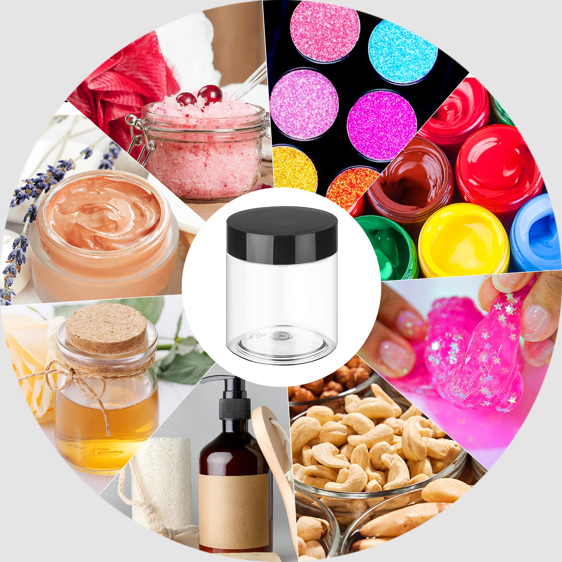 Plastic Jars With Lids 8Oz 36Pcs,Small Cosmetic Slime Containers Clear Travel Round Jars Empty Refillable Sample Containers Leak