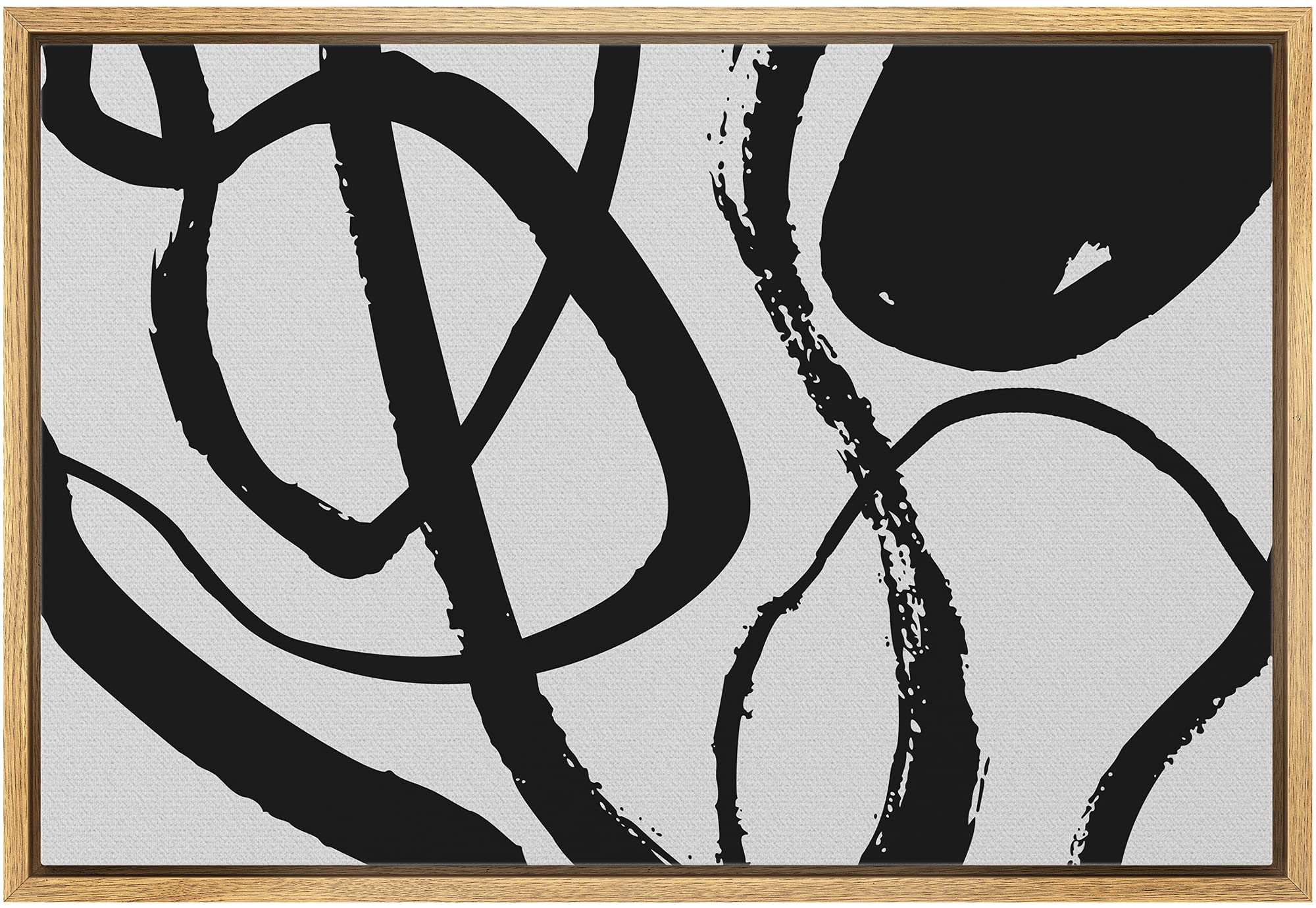 Bestdeal Depot Framed Canvas Print Wall Art Swirling Dark Line Array On Gray Background Abstract Shapes Illustrations Modern Art