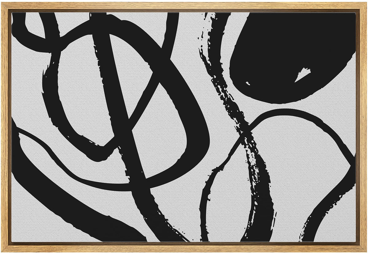 Bestdeal Depot Framed Canvas Print Wall Art Swirling Dark Line Array On Gray Background Abstract Shapes Illustrations Modern Art