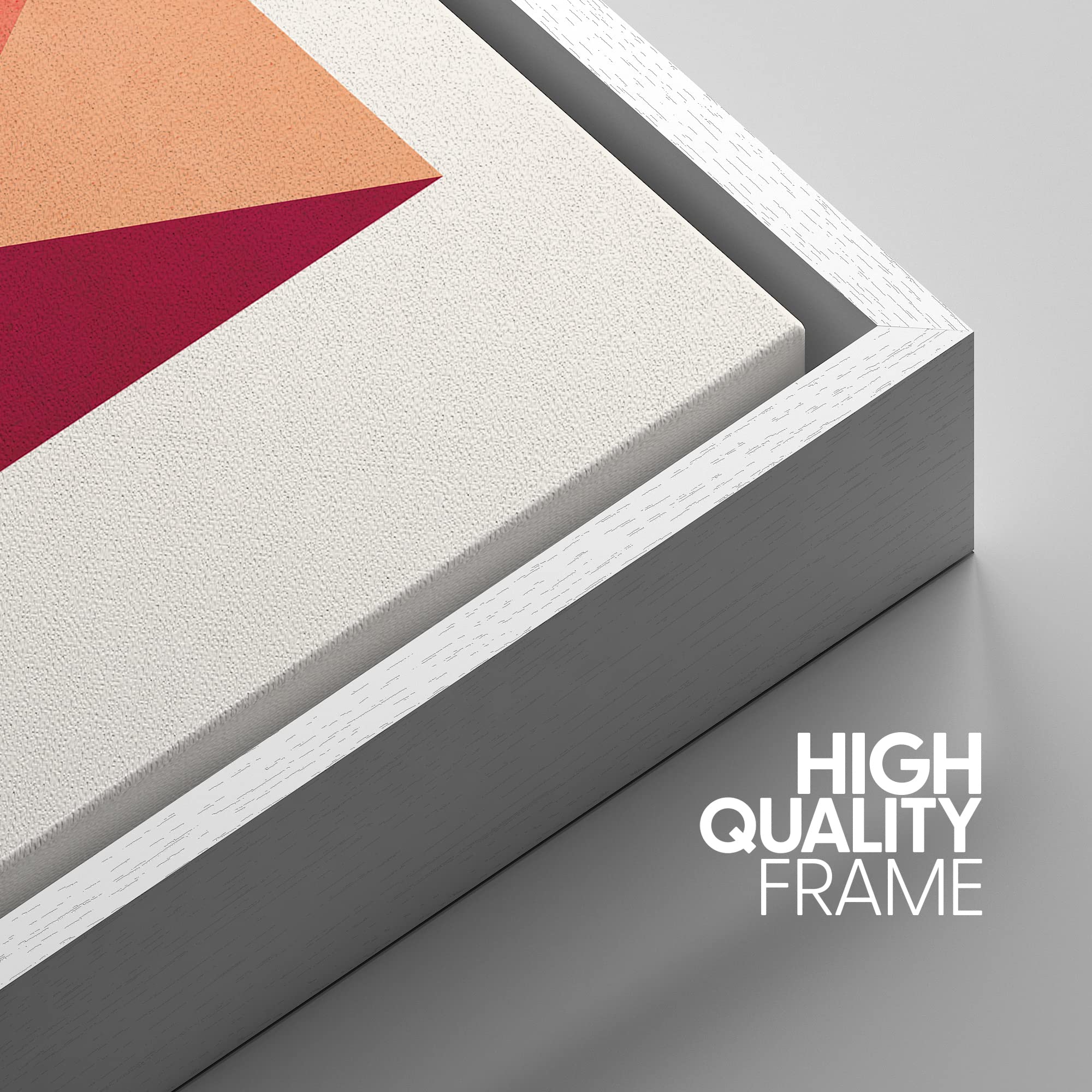 Idea4Wall Framed Canvas Print Wall Art Square Made Of Orange And Red Triangles Geometric Shapes Digital Art Modern Art Minimalis