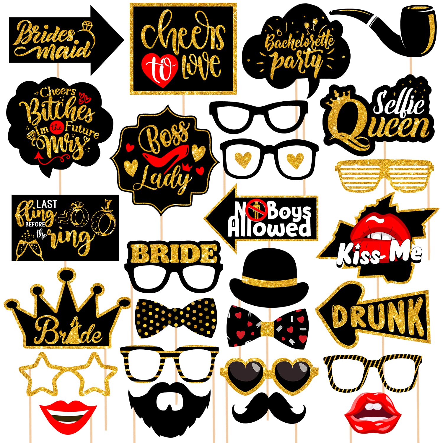Zyozique 27 Pcs Bachelor Photo Booth Props Bachelor Photo Booth Props/Bride to be Props/Photo Booth Props Bride to be/Photo Boot