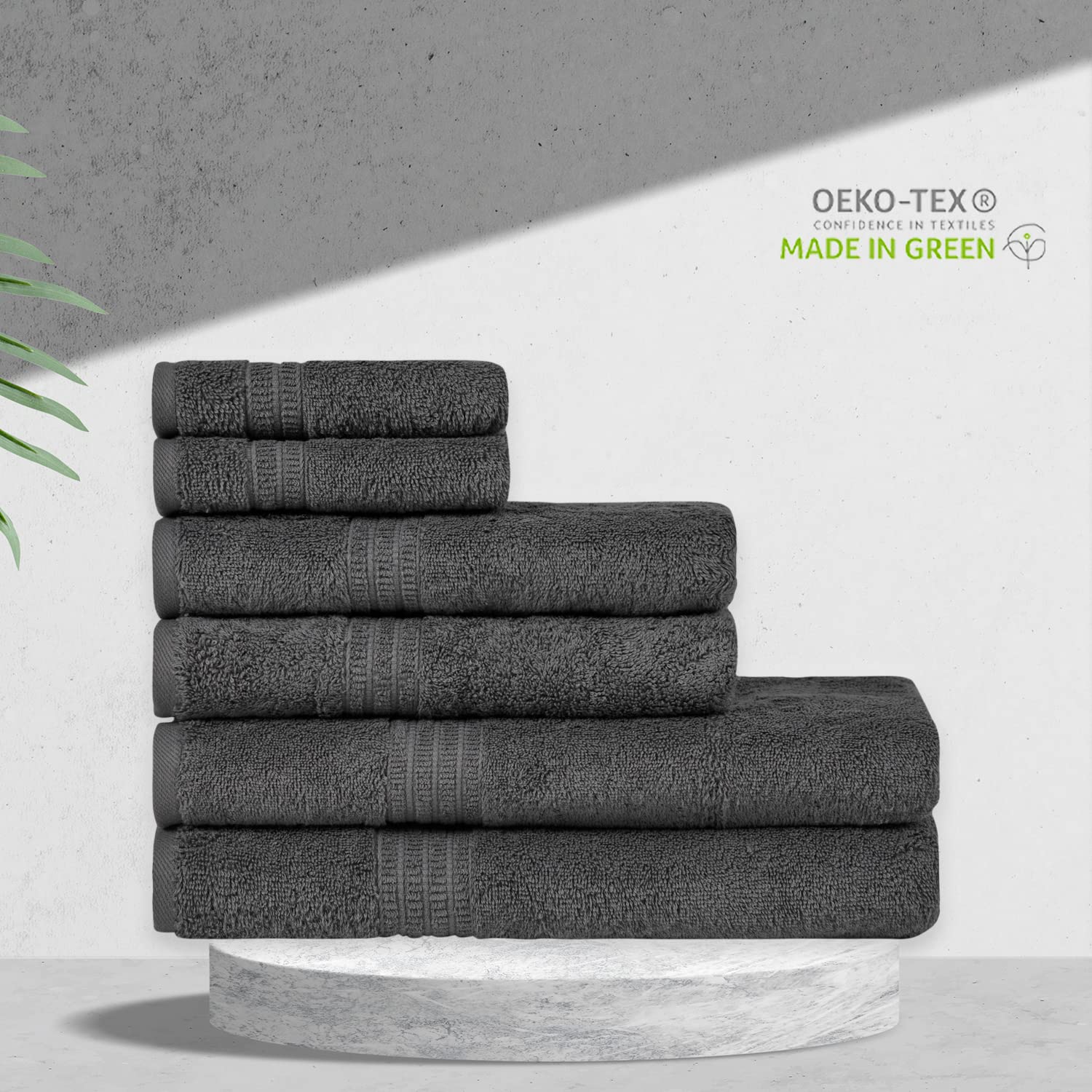Homelover 6 Piece Towel Set - 100% Organic Cotton, 2 Bath Towels, 2 Hand Towels, 2 Washcloths - 500 Gsm, Hotel & Spa Quality, So