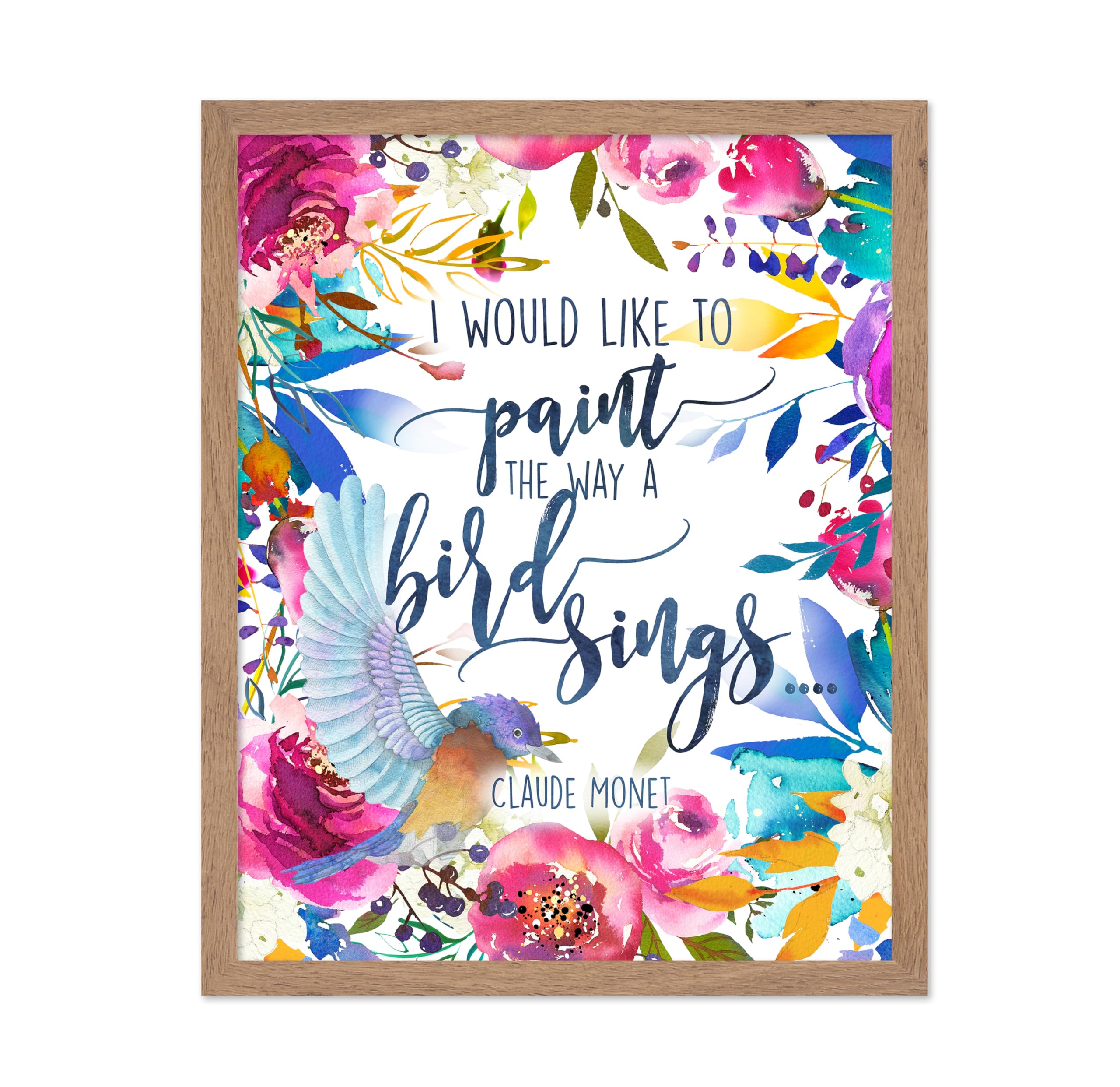 Poster Master Motivational Poster - Retro Quotes Print - Gift for Friend - I Would Like to Paint The Way Bird Sings, Claude Mone
