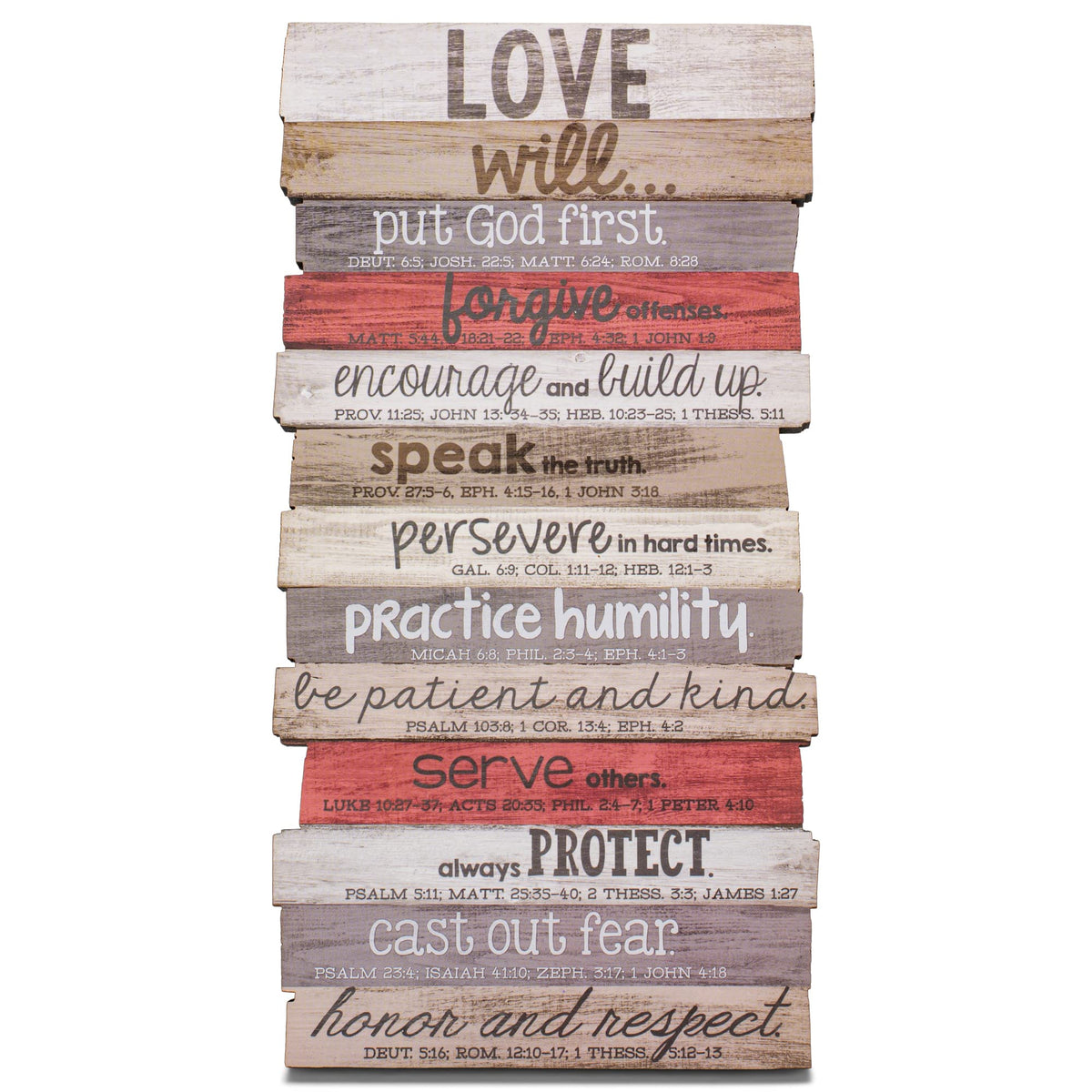 Lighthouse Christian Products Love Will Put God First Rustic Stacked Pallet 5 X 10 Wood Plaque