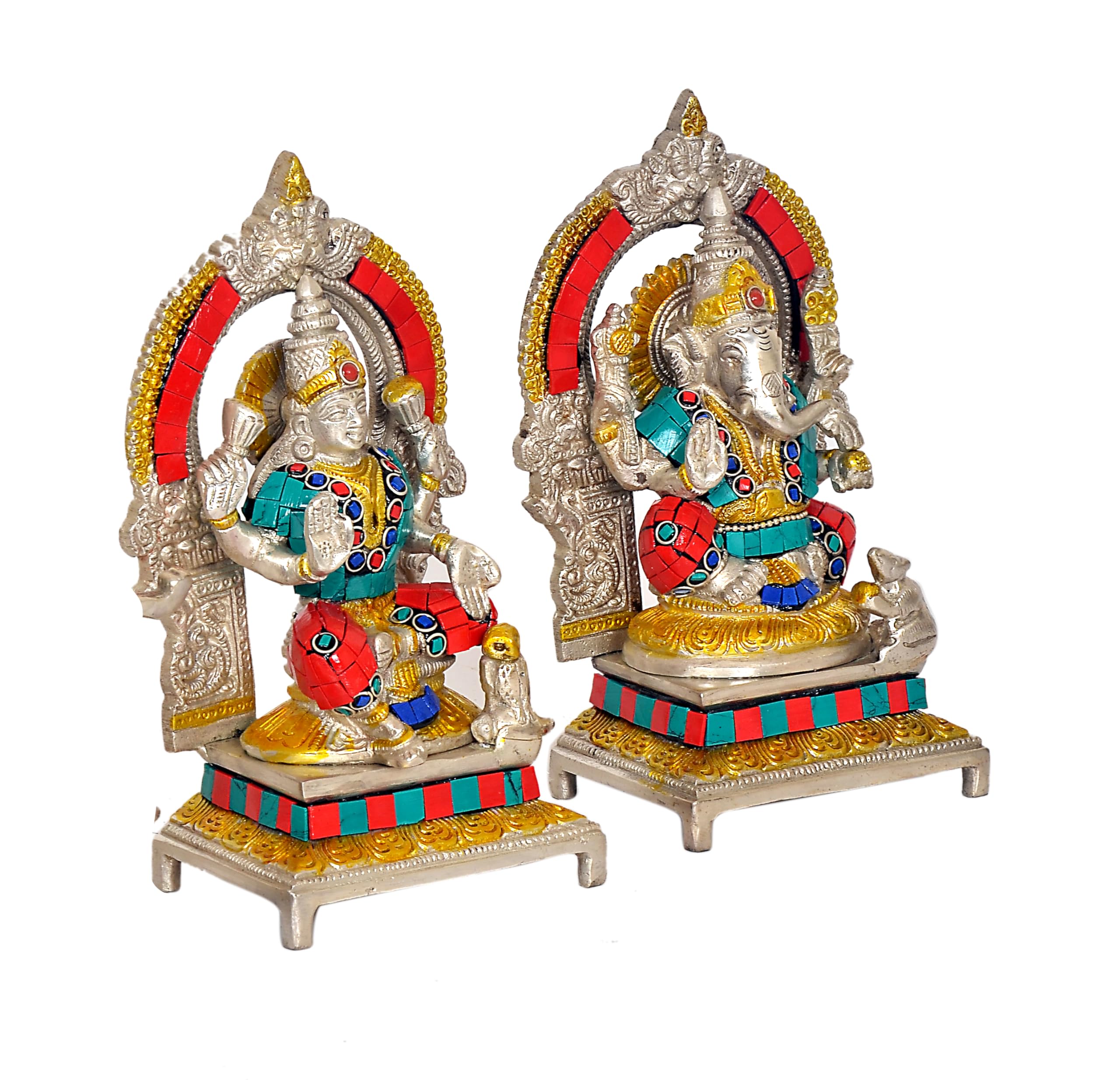 Dattatreya Brass Lakshmi And Ganesha Ganesh Murti Idol Statue Idol Statue Sculpture For Diwali Pooja Height - 7 Inches