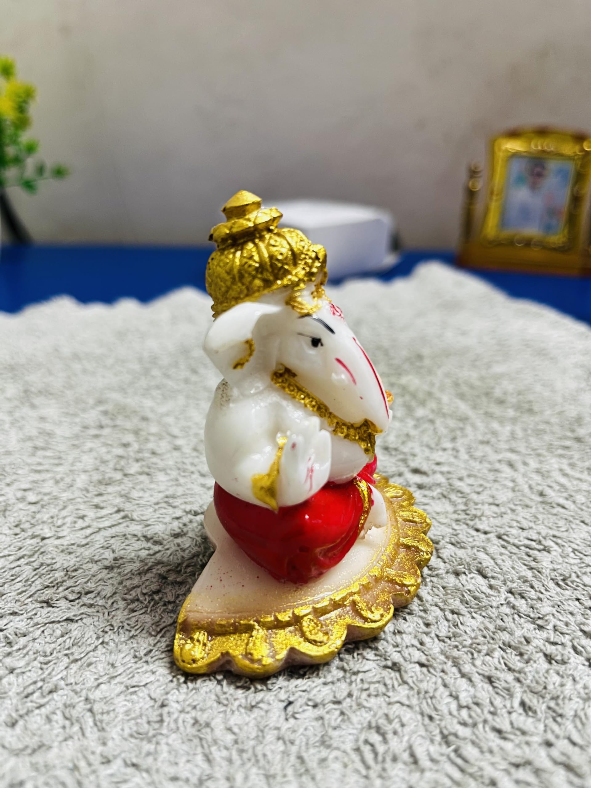 Awesome Craft Marble Car Ganesha Idols For Dashboard. Small Size Ganesh Ji Moorti Idol/Ganpati Statue For Car, Home, Mandir, Poo