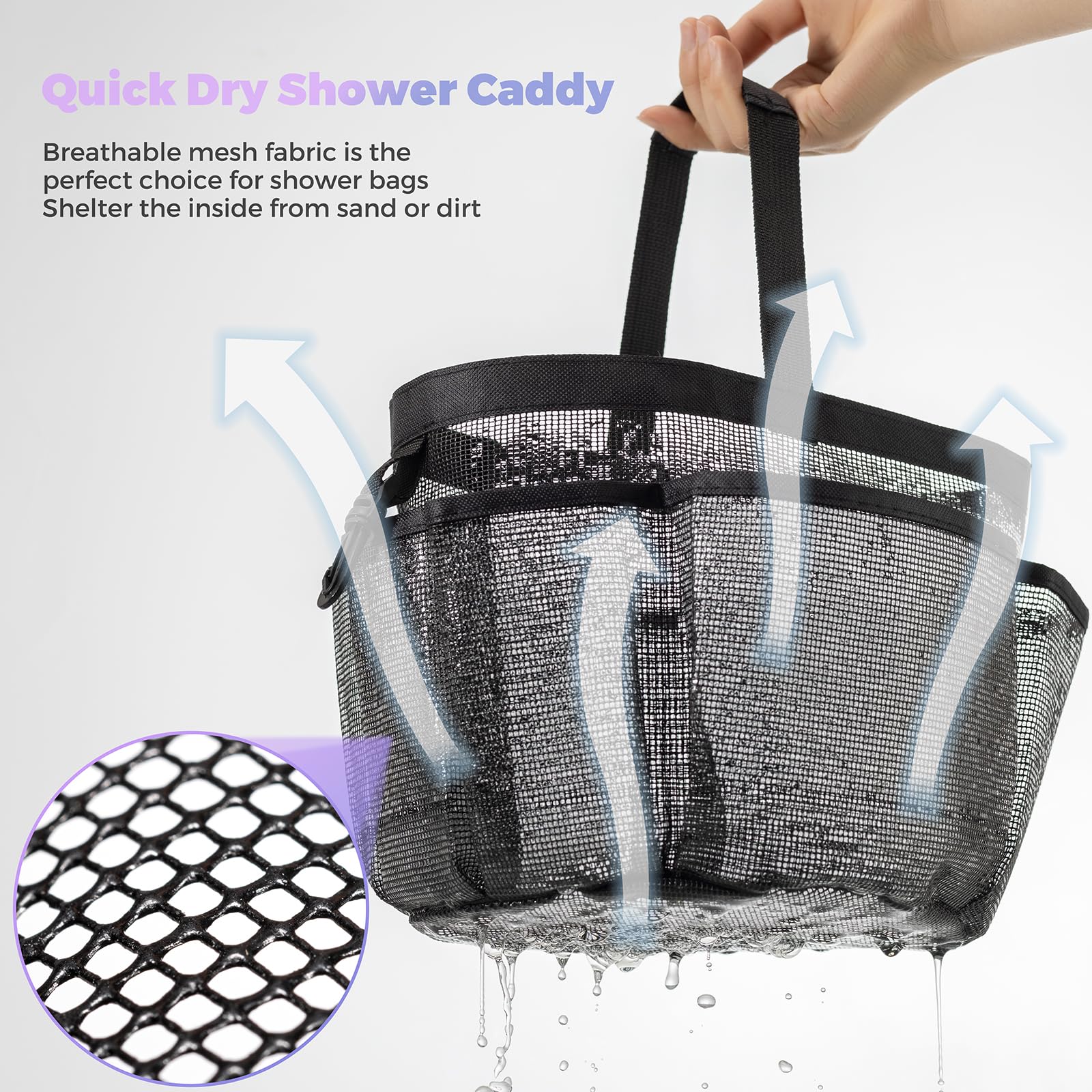 Cddlr Mesh Shower Caddy Portable For College Dorm Room Essentials,Shower Caddy Dorm With 8-Pocket Large Capacity,Quick Dry Showe