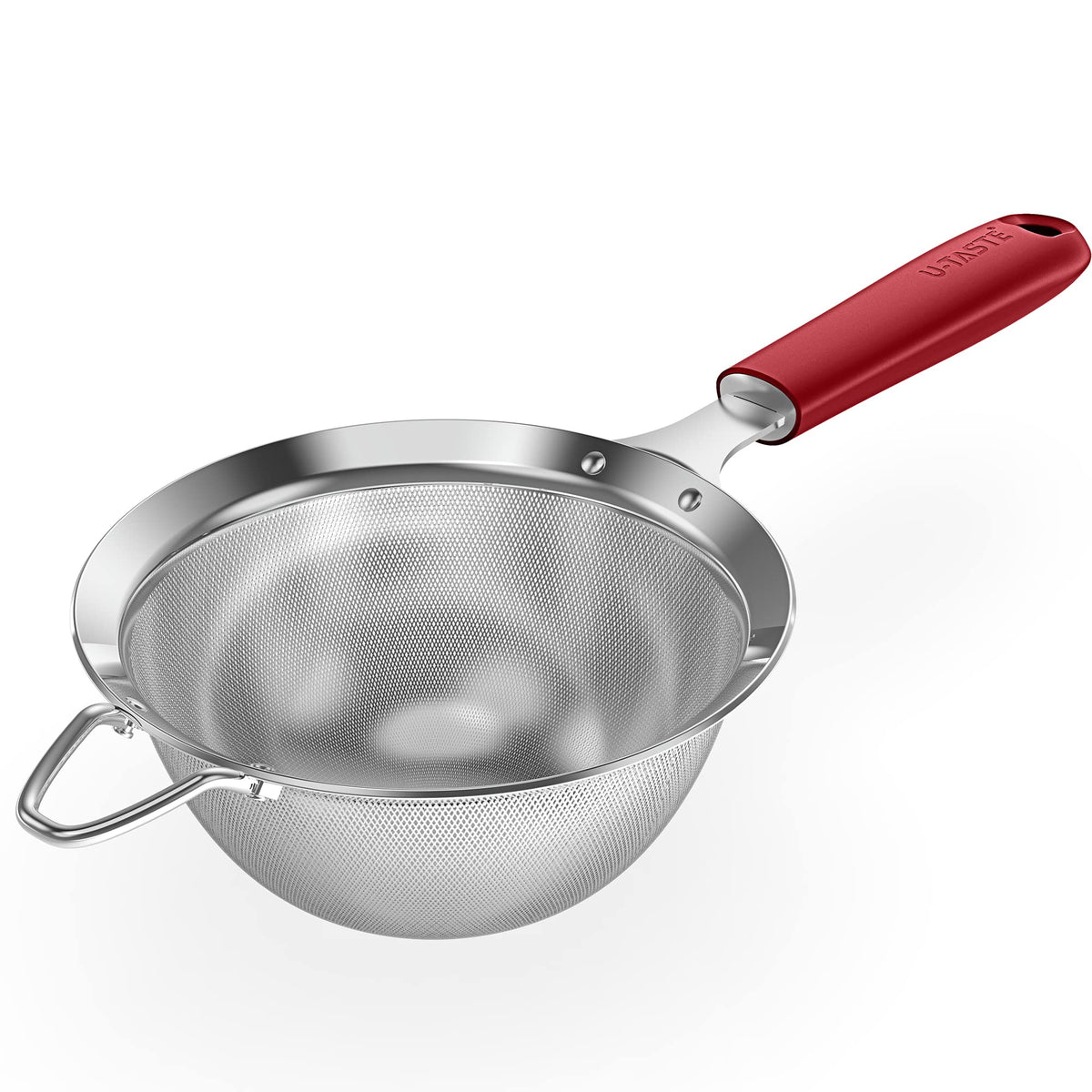 18/8 Stainless Steel Mesh Strainer: U-Taste 5.5 Inch Kitchen Fine Mesh Sieve Food Colander With Riveted Sturdy Silicone Handle A