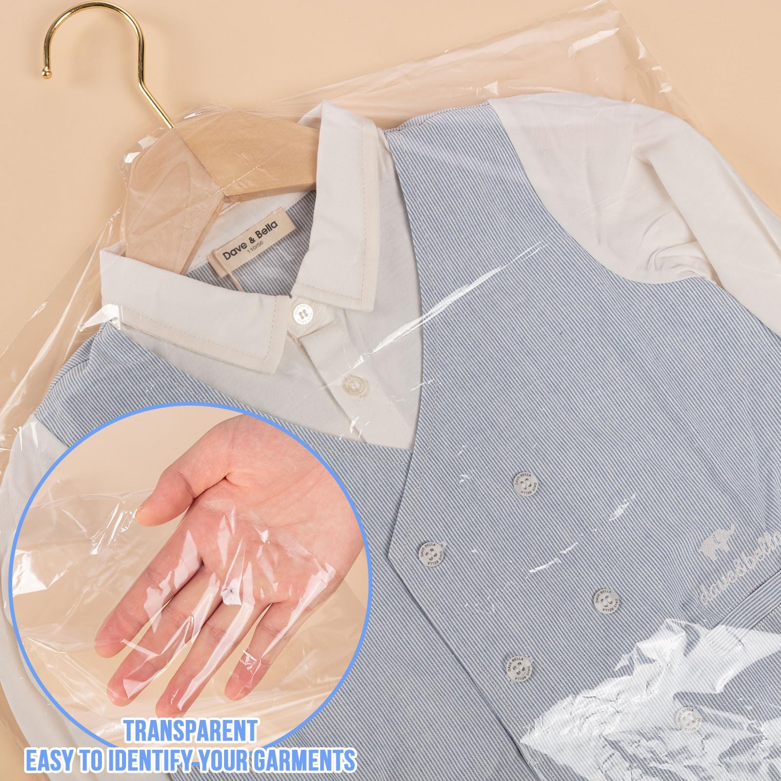 100 Pack Plastic Dry Cleaning Bags, 60X120 Cm Dry Cleaner Bags Plastic Clear, Dust-Proof Plastic Garment Bags For Dry Cleaner, H