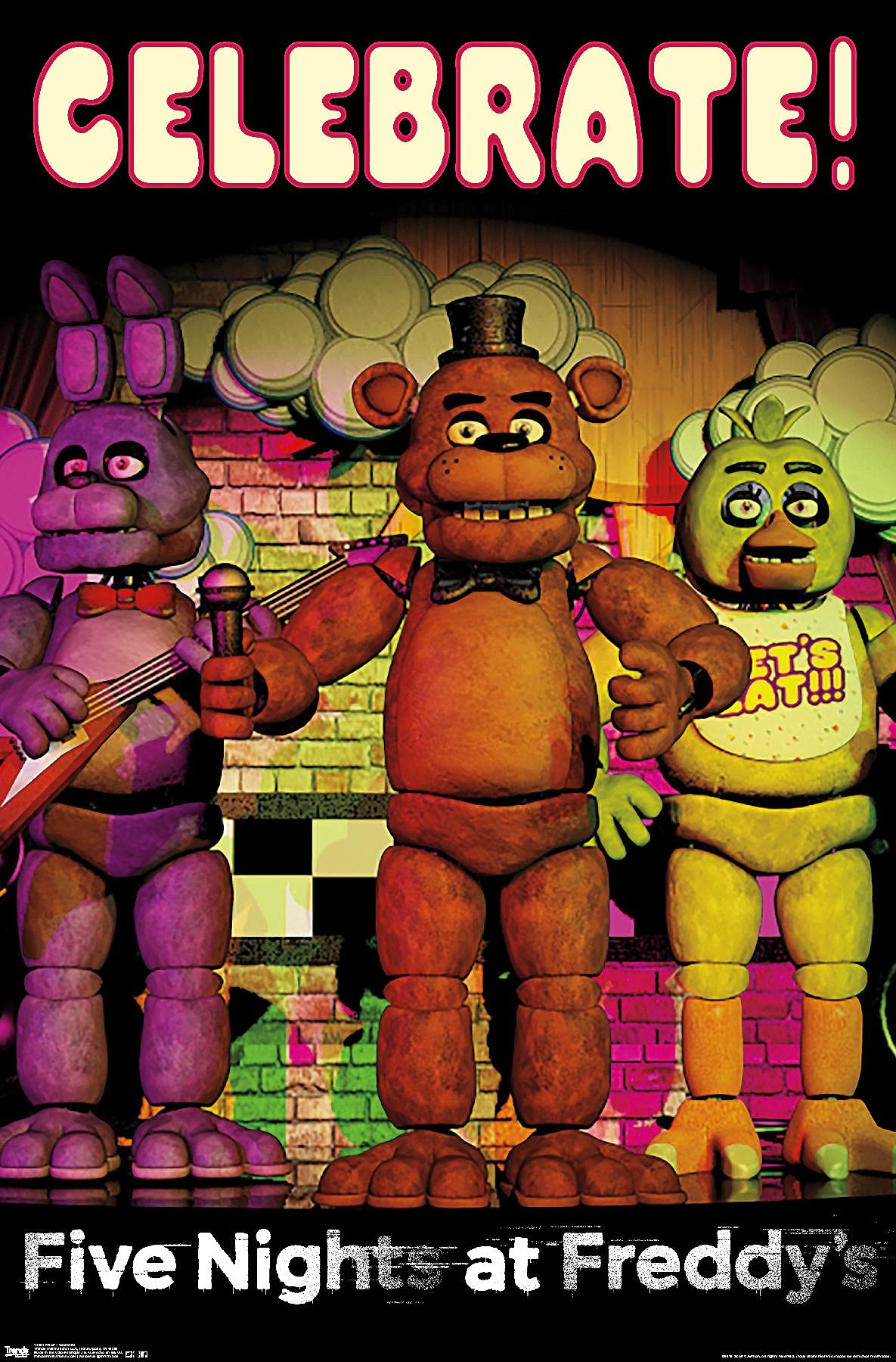 Trends International Five Nights At Freddy'S - Celebrate Wall Poster, 22.375'' X 34'', Premium Unframed Version