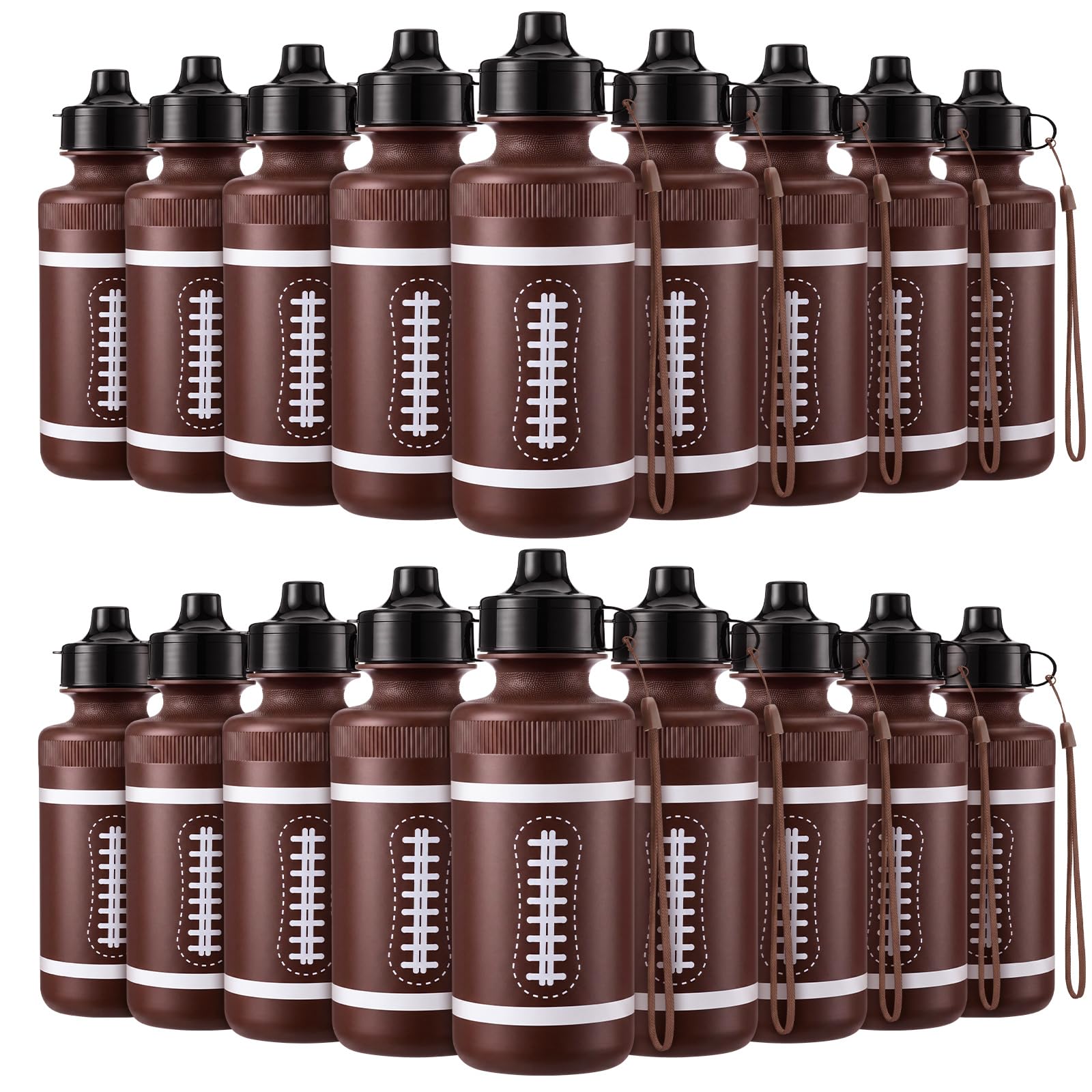 Bokon 18 Pack 20 oz Football Water Bottles Reusable Sports Bottles Bulk