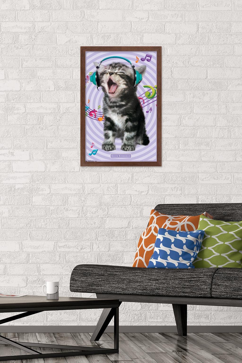 Trends International Keith Kimberlin - Kitten - Singing Wall Poster, 14.725'' X 22.375'', Mahogany Framed Version