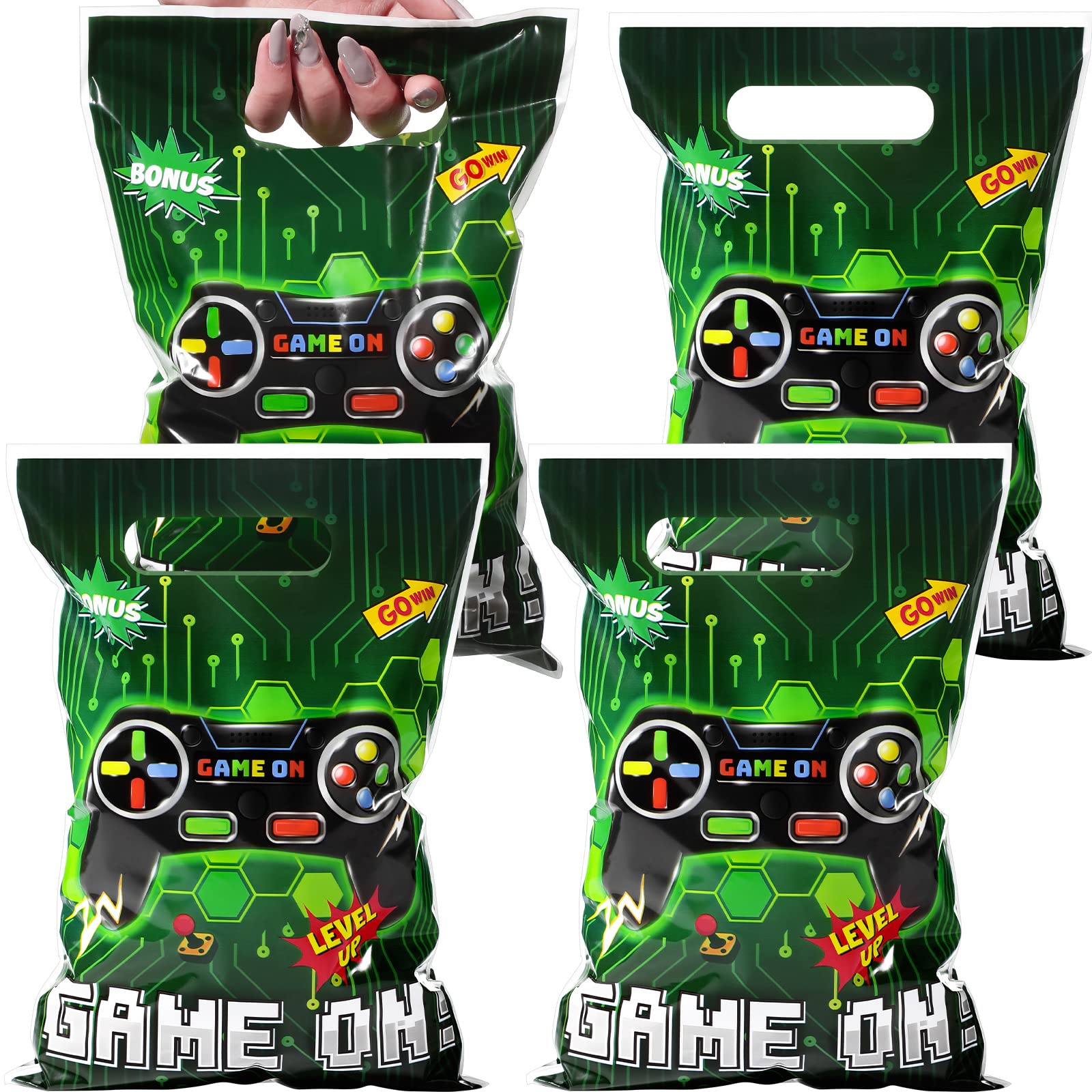 Funrous 50 Pcs Video Game Party Favors Bags Bulk Game Candy Gift Bags Plastic Game On Treat Bags Game Party Decorations For Boys