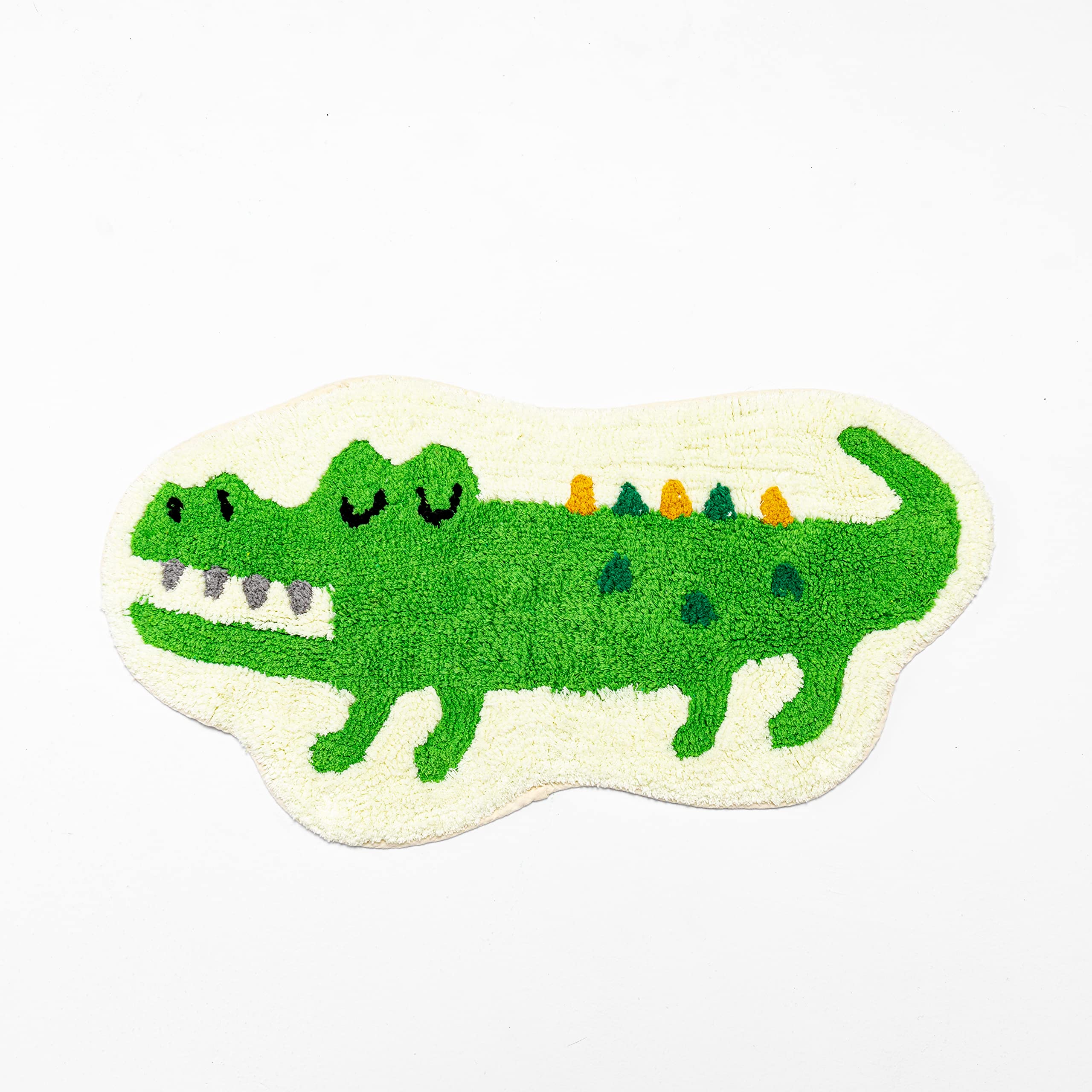 Green Crocodile Shaped Rug Cute Faux Animal Print Bathroom Rug Bath Mat Bath Carpet Shower Rug For Home Decor Bathroom Tub Floor