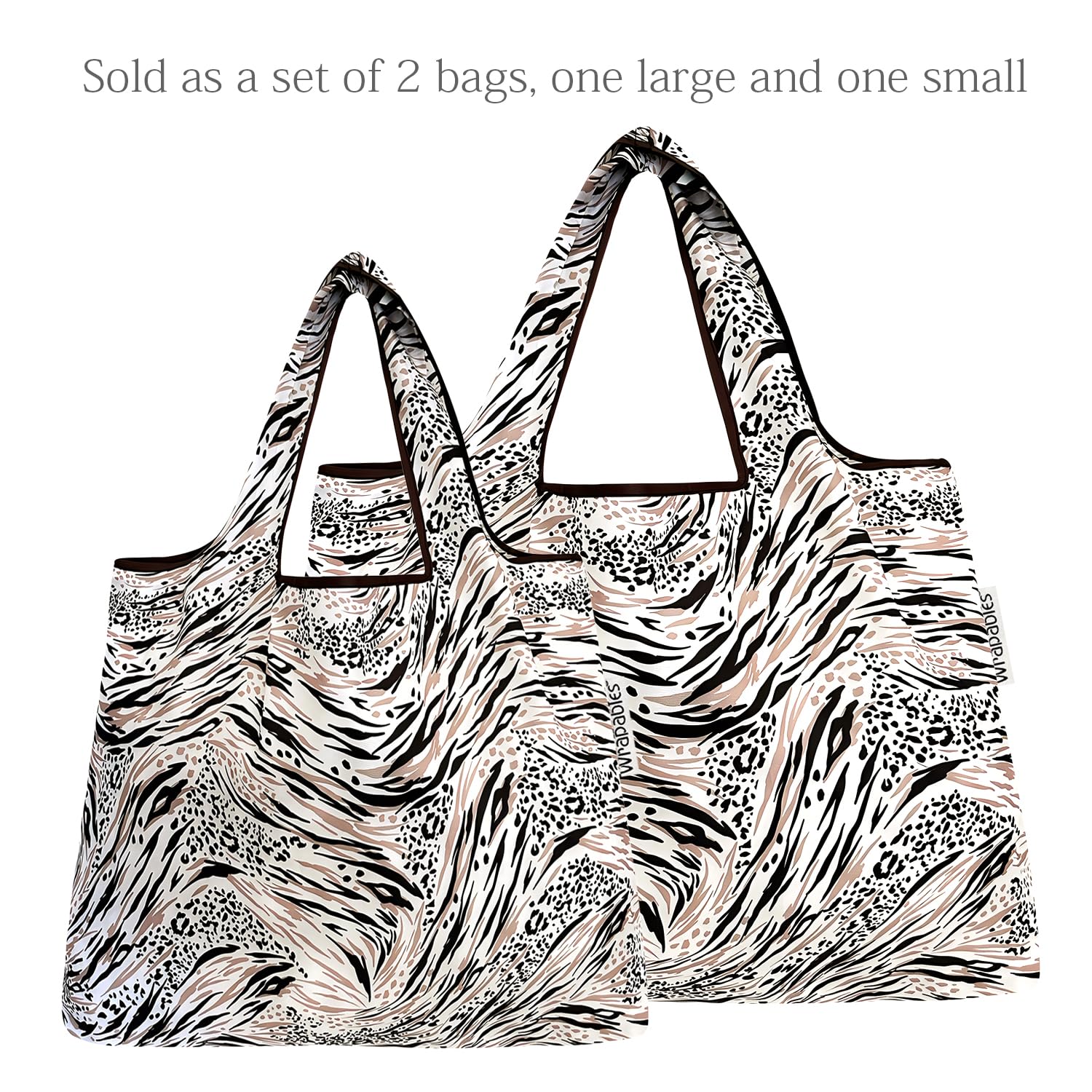 Allydrew Large & Small Foldable Tote Nylon Reusable Grocery Bags, Set Of 2, Nature