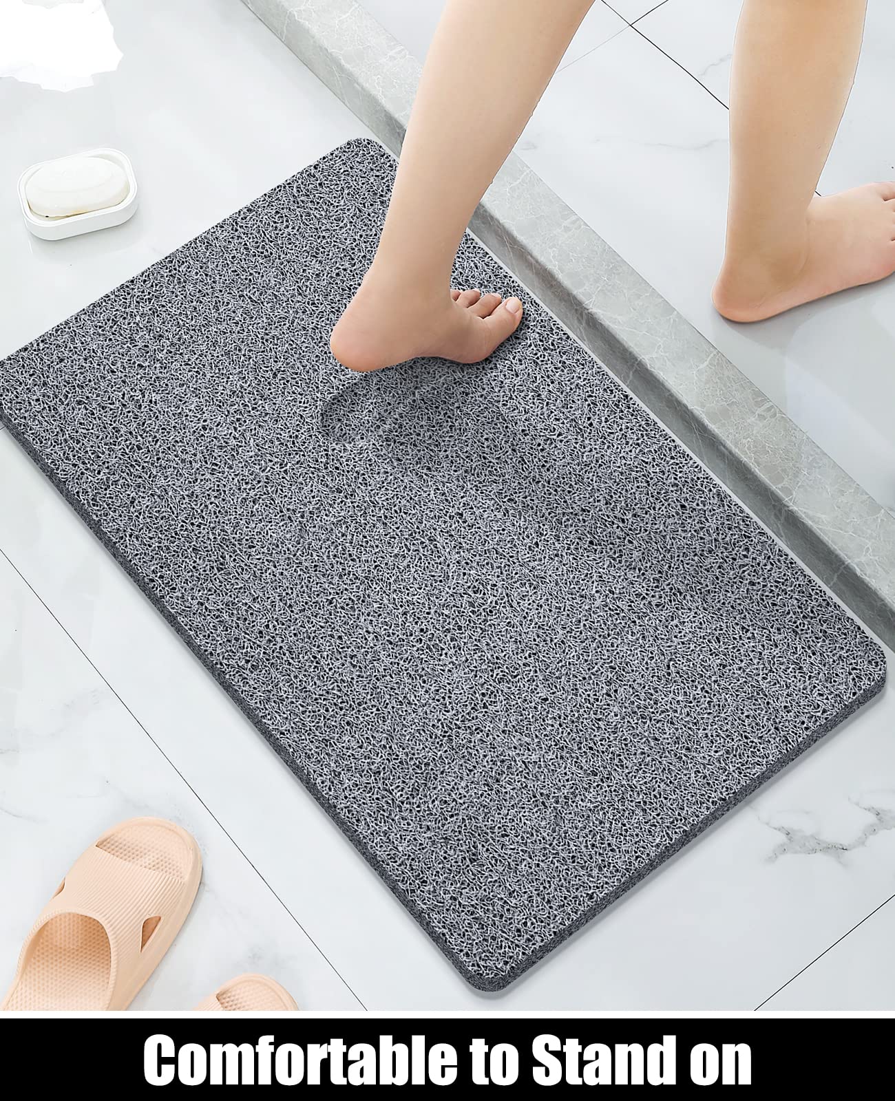 Othway Shower Mat Non Slip Without Suction Cups, Quick Drying Bathtub Mat Non Slip For Shower Bathroom, Pvc Loofah Shower Mat Fo