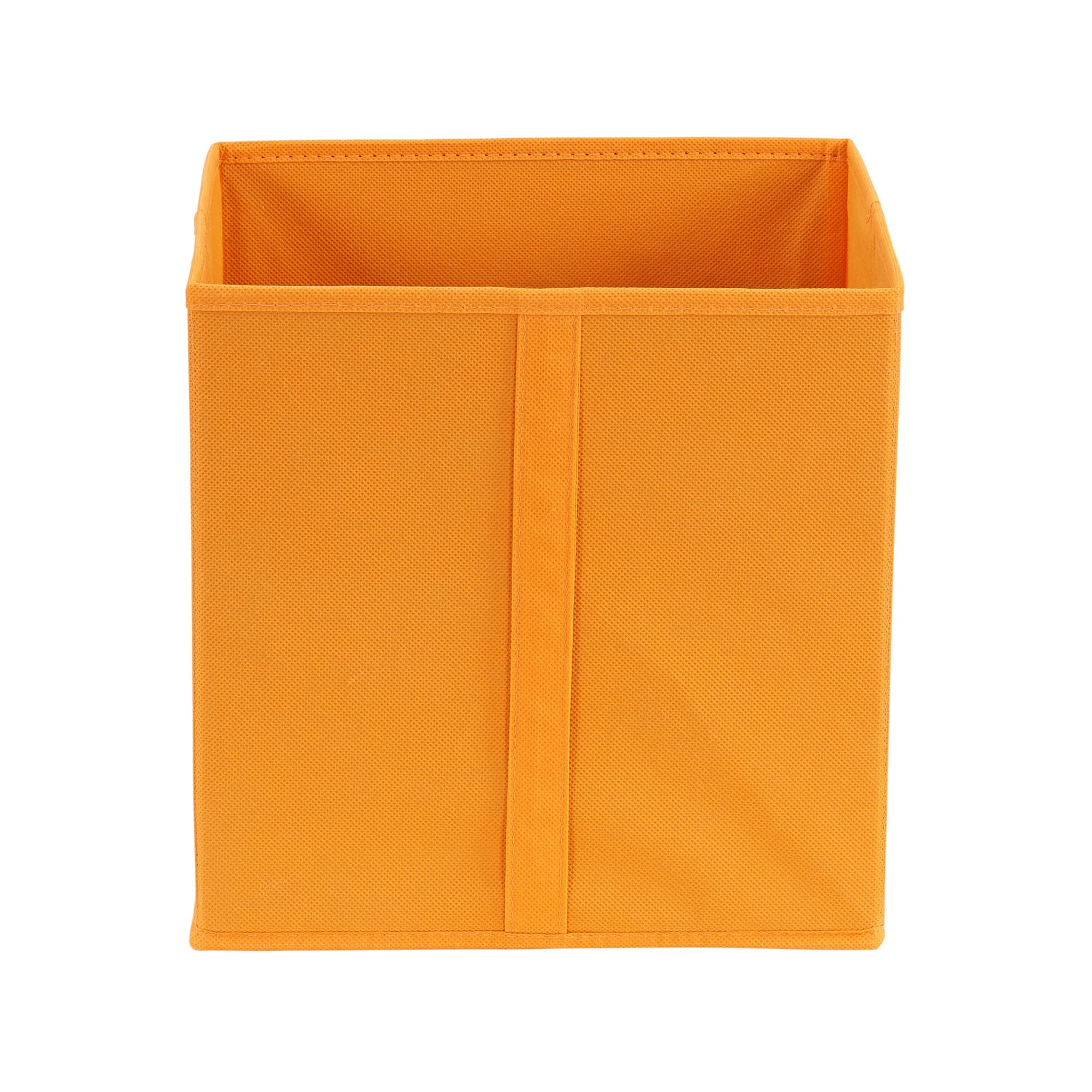 Household Essentials 334-1 Foldable Fabric Storage Bins | Set Of 6 Cubby Cubes With Vertical Handles 6 Pack, Orange