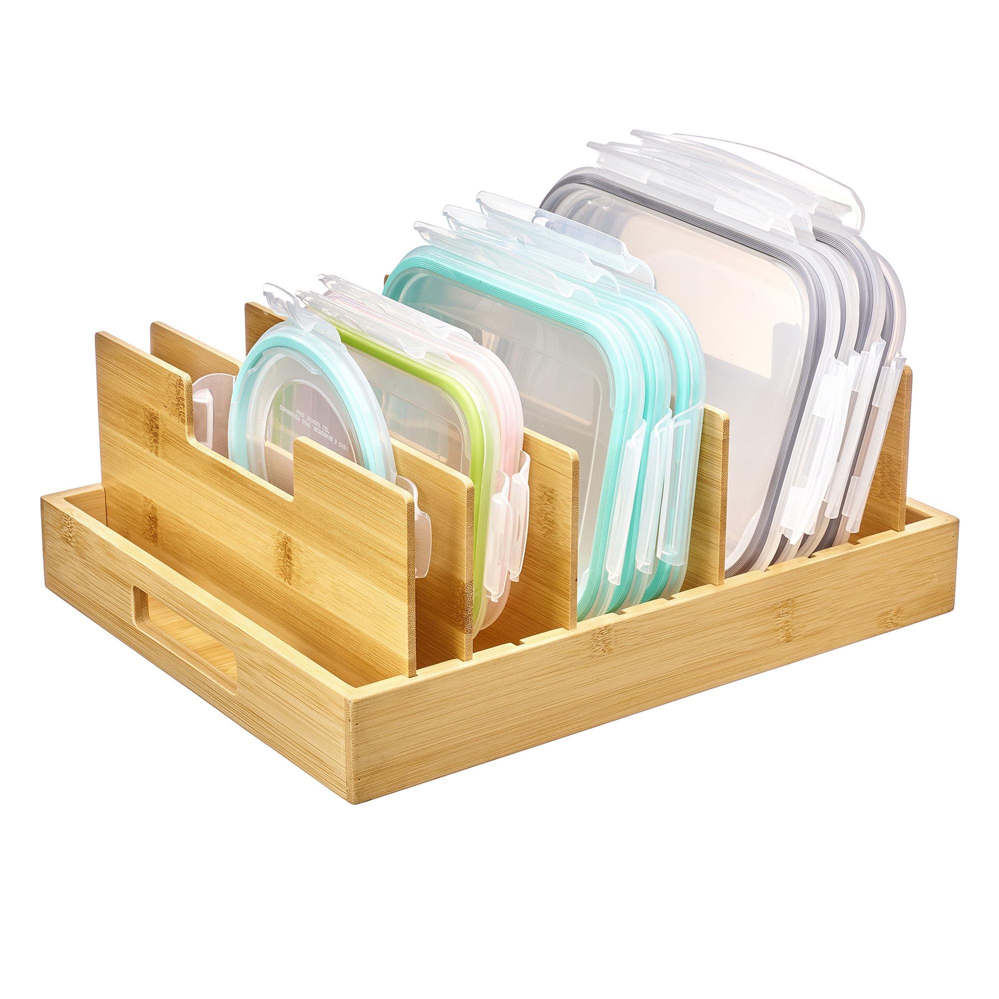 Vtopmart Bamboo Lid Organizers for Kitchen Cabinet Organizer with 7 Section