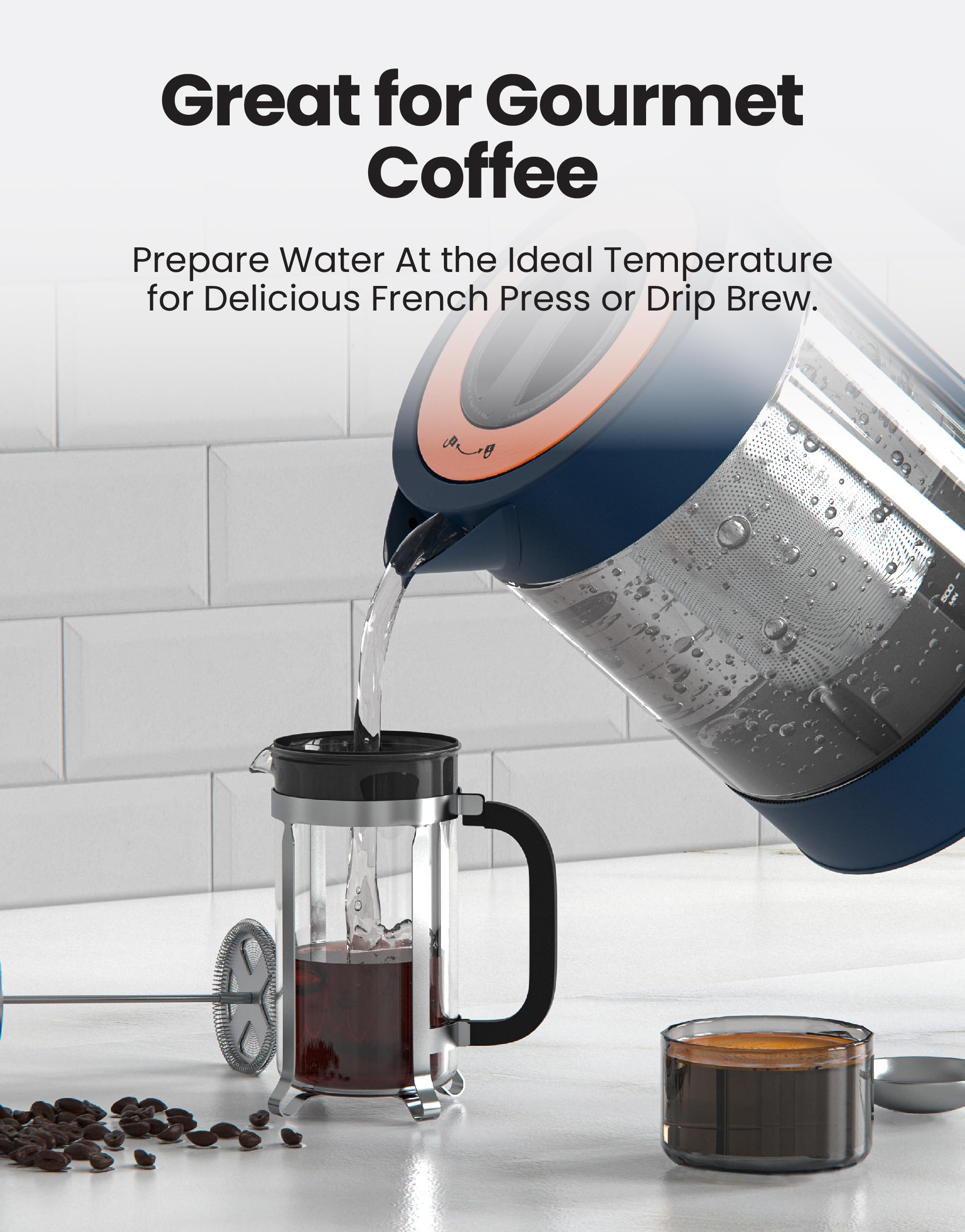 Viant   Electric Kettle With Tea Infuser For Loose Leaf Tea. Hot Tea Maker With Temperature Control And Automatic Shut Off. Tea