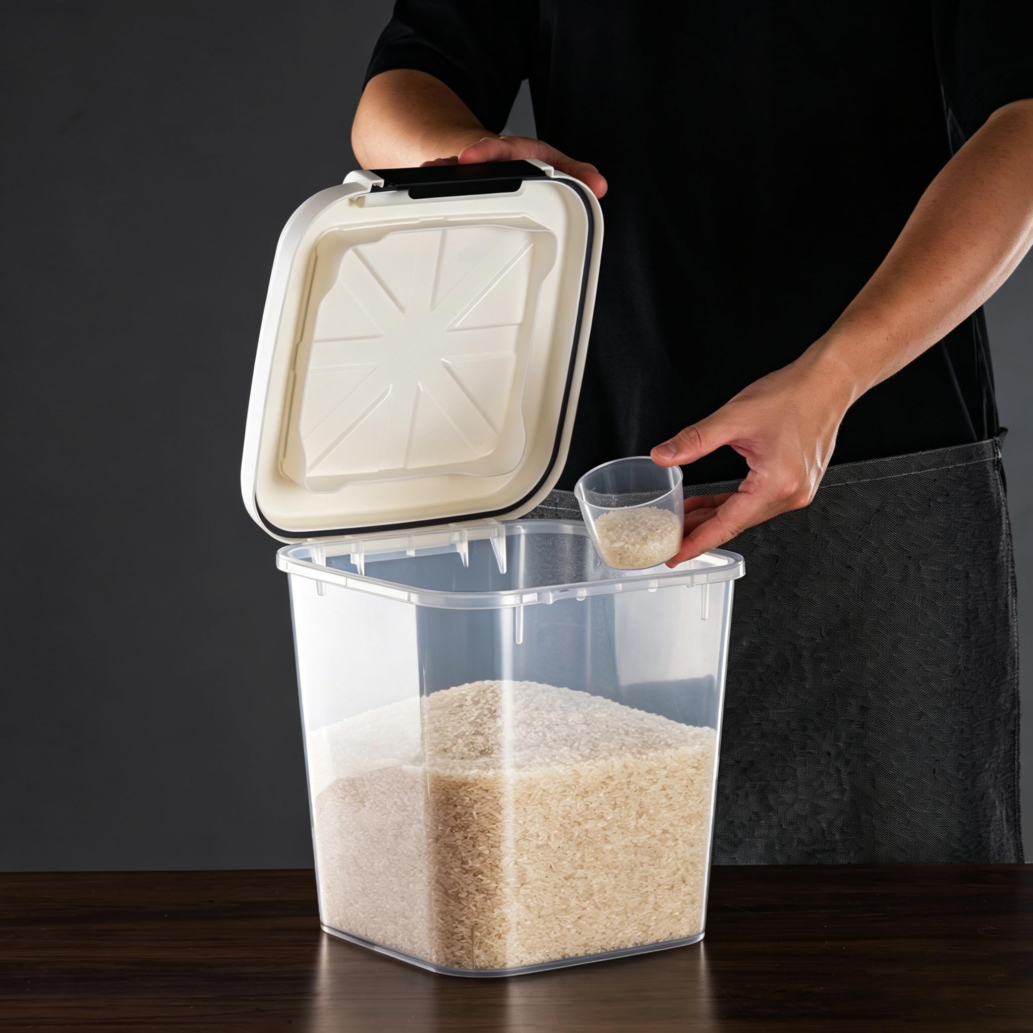 LivLab 2025 lbs Rice Container with Measuring Cup