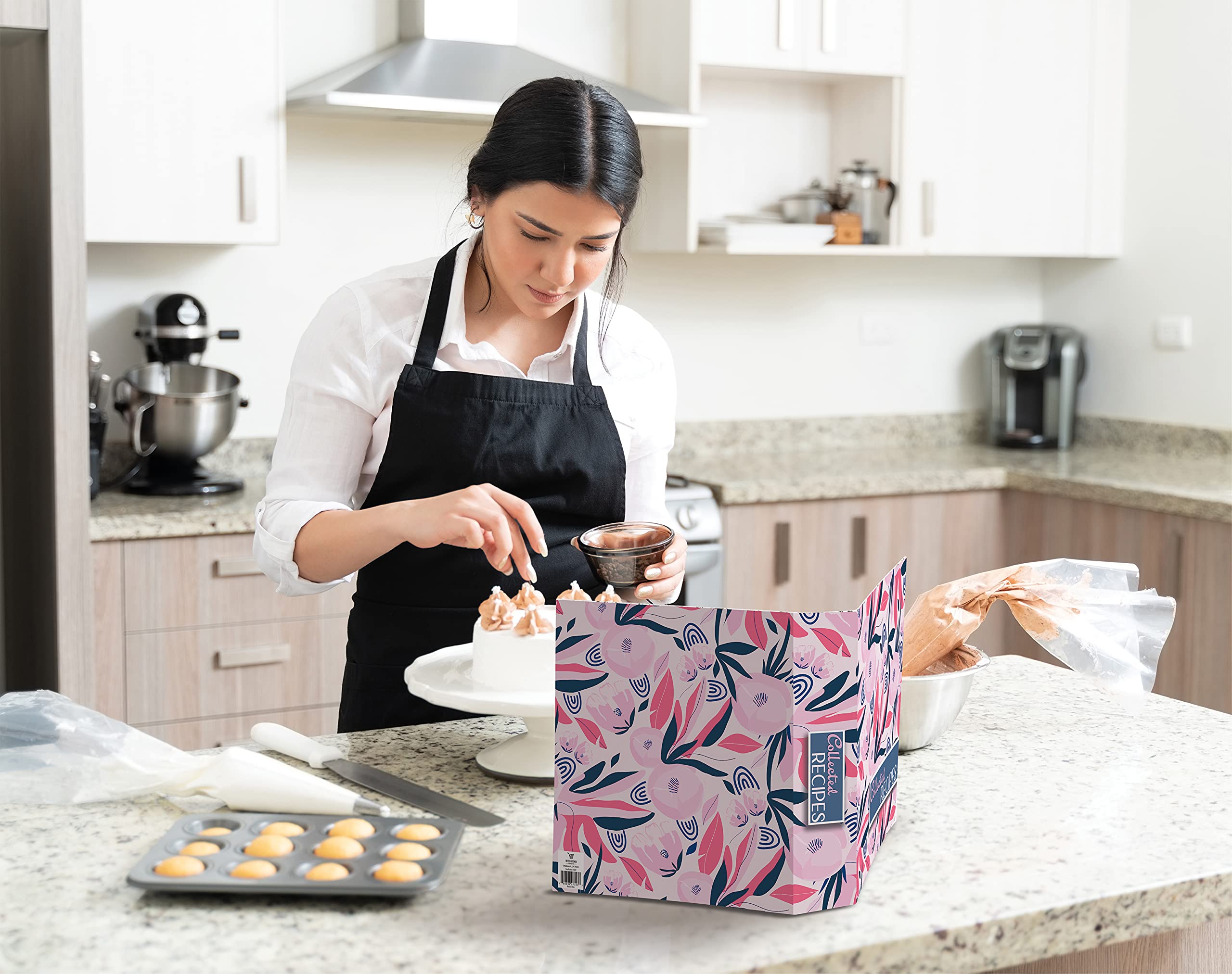 Better Kitchen Products Recipe Binder, Full Page 3 Ring Standard Binder Organizer Set (With 50 Page Protectors & 12 Category Div