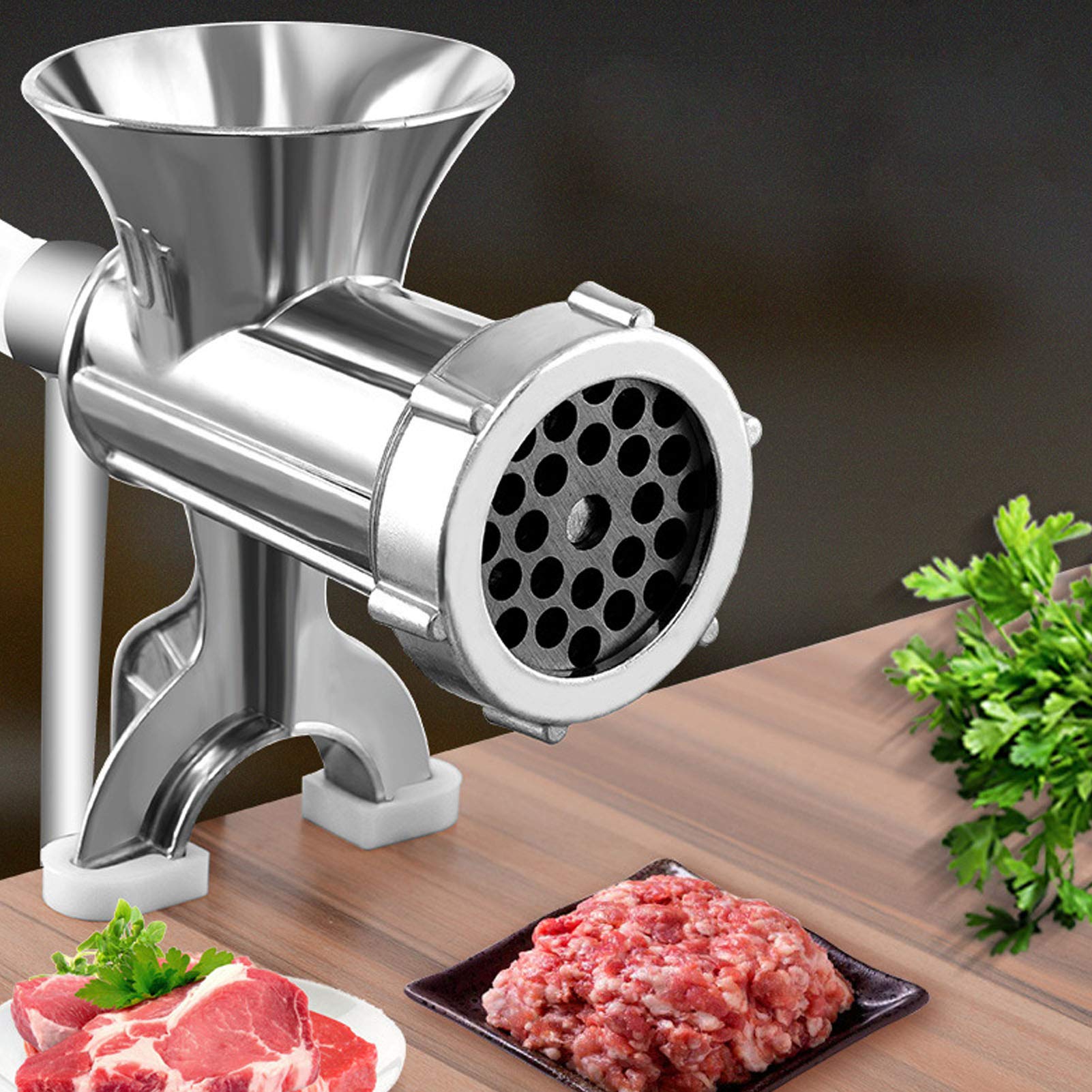 Meat Grinder, Manual Household Aluminum Alloy Mincer Machine Sausage Meat Grinder Pepper Spice Grinding Machine With Sausage Stu