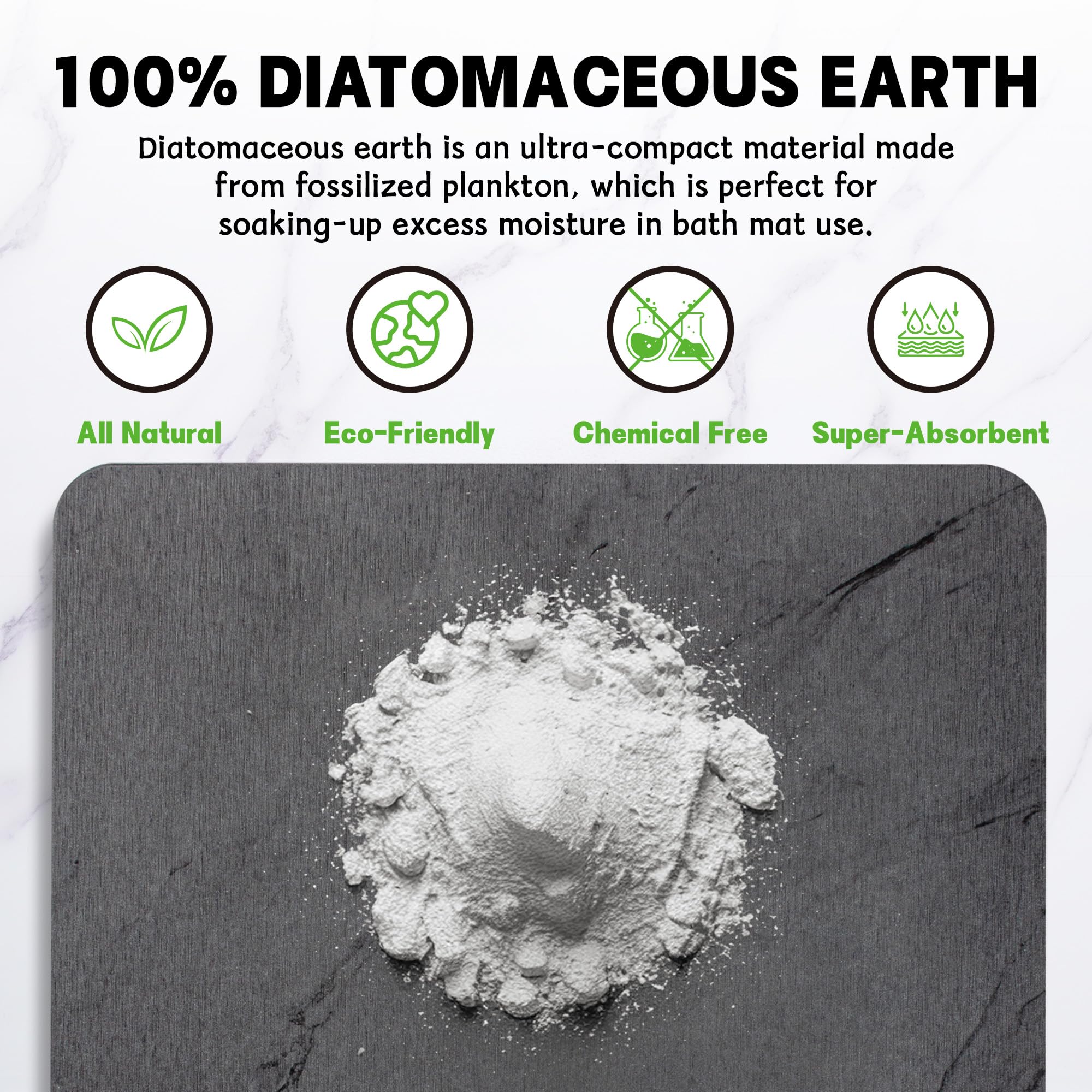 Stone Bath Mat,Diatomaceous Earth Shower Mat,Fast-Drying Stone Bathroom Floor Mat,Absorbent Non-Slip Diatomite Mats For Bathtub,
