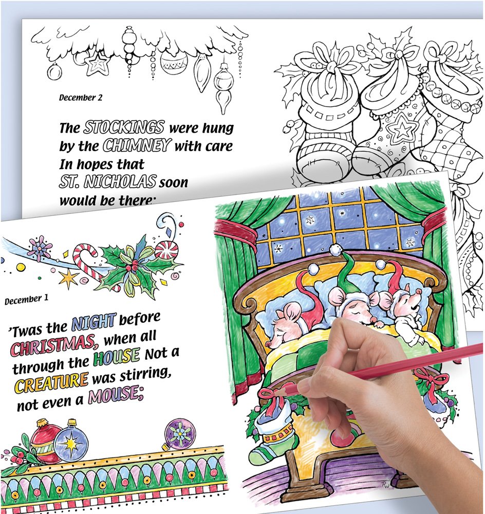 TWAS The Night Before Christmas Coloring Book & Advent Calendar
