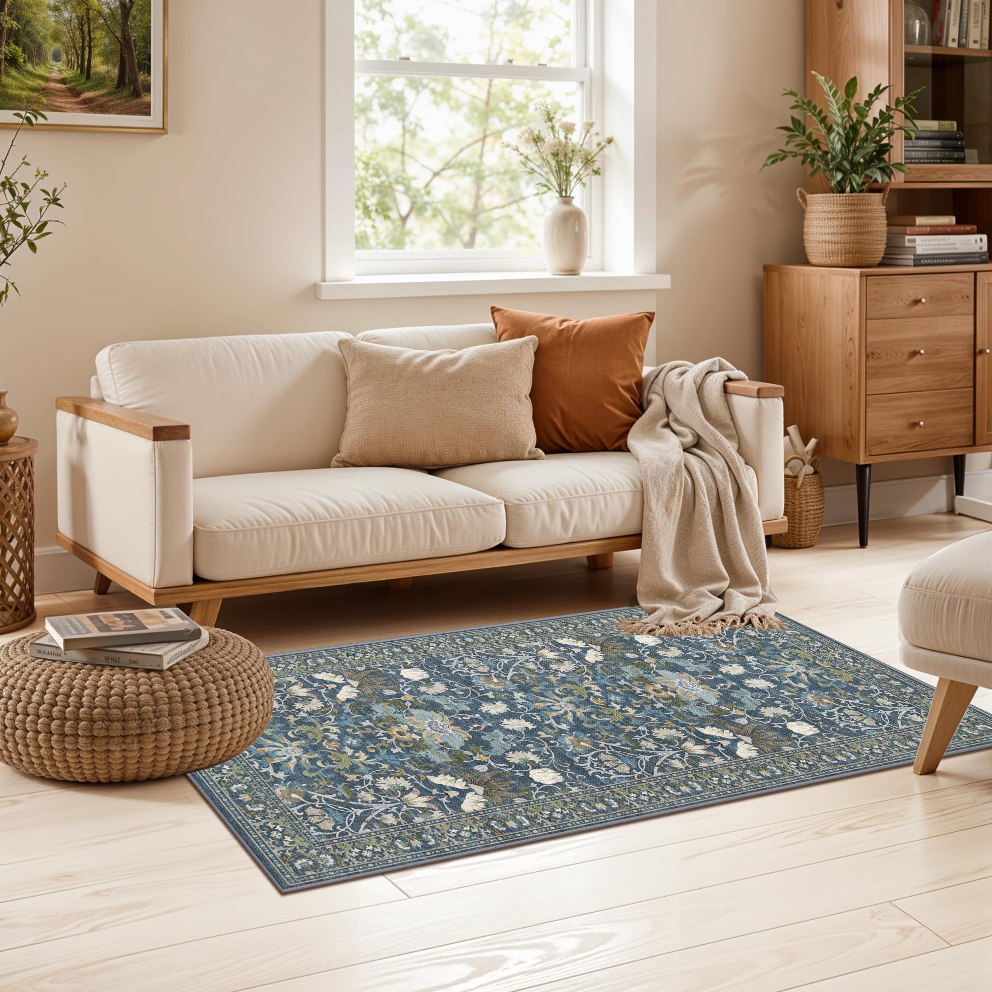Washable 2x4 Entryway Area Rugs: Anti-Slip Thin Kitchen Carpet Indoor Light-Weight Doormat Ultra Soft Low Pile Nursery Room Rug