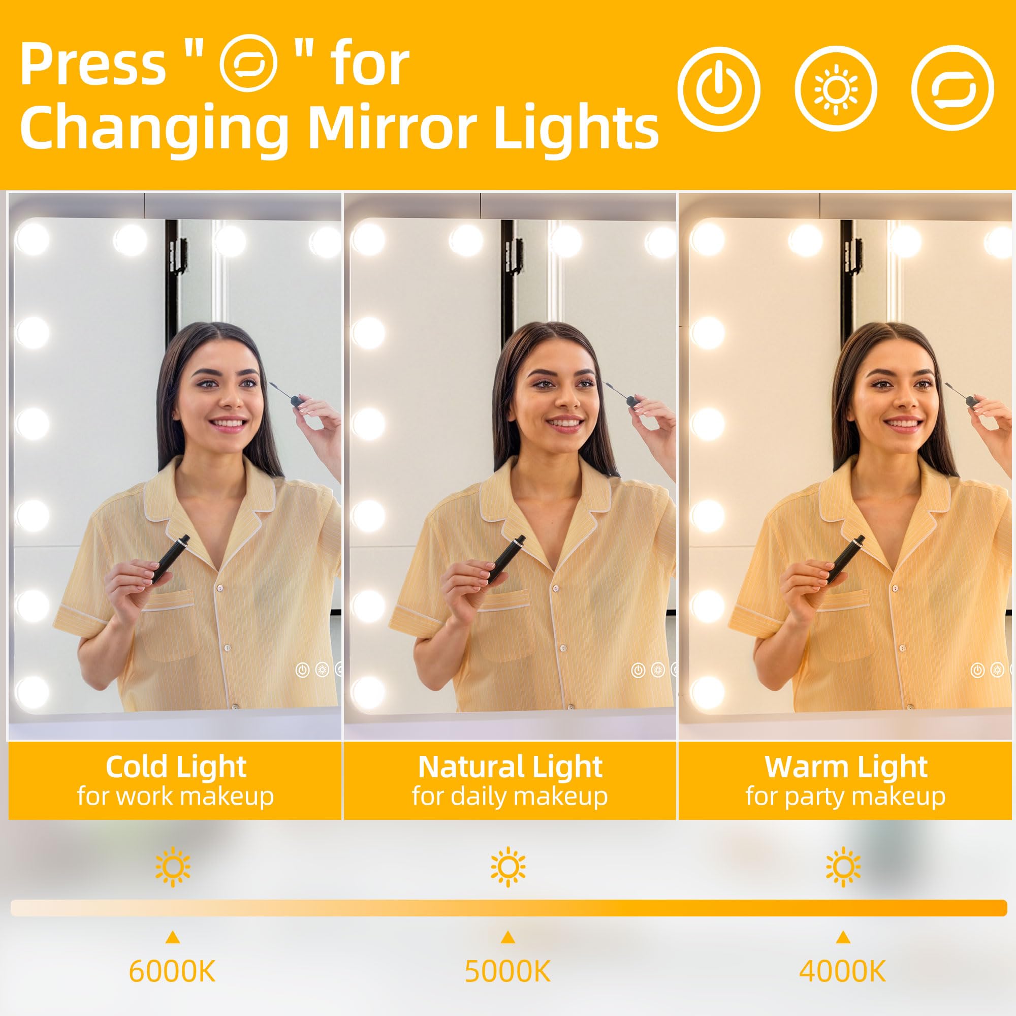Yitahome Vanity Mirror With Lights And Bluetooth Speaker & Wireless Charger, 32''X24'' Led Makeup Mirror, Lighted Makeup Mirror