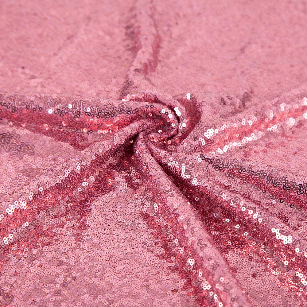 Jyflzq Rose Pink Sequin Tablecloth 50 X 50 Square Sparkly Drape Table Cloths Table Cover Overlay For Wedding Birthday Party Baby