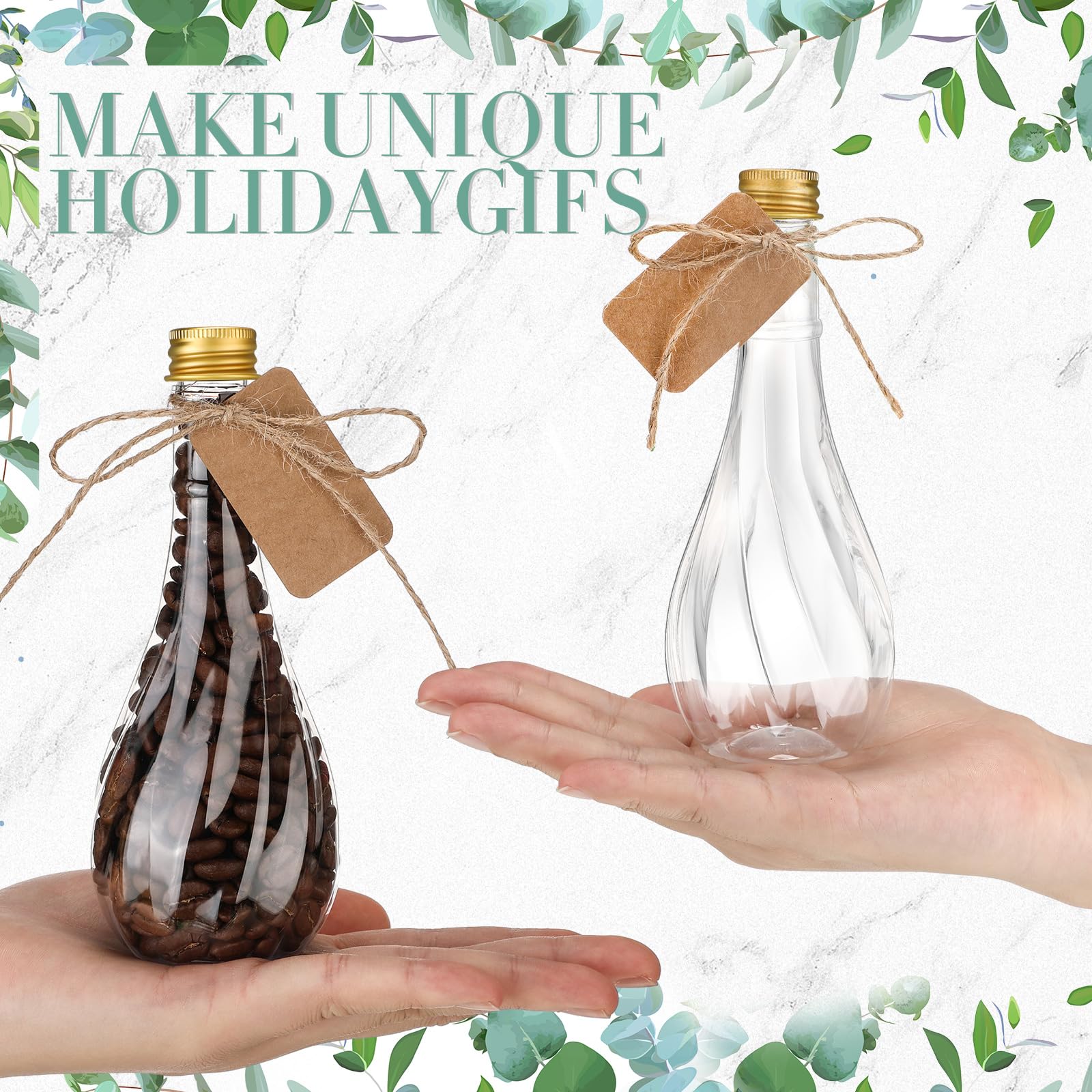Lounsweer 30 Pack 5 oz Plastic Potion Bottles with Caps Clear Sand Art Bottles with Twine and Tags Souvenir Jars Bulk Wish Candy
