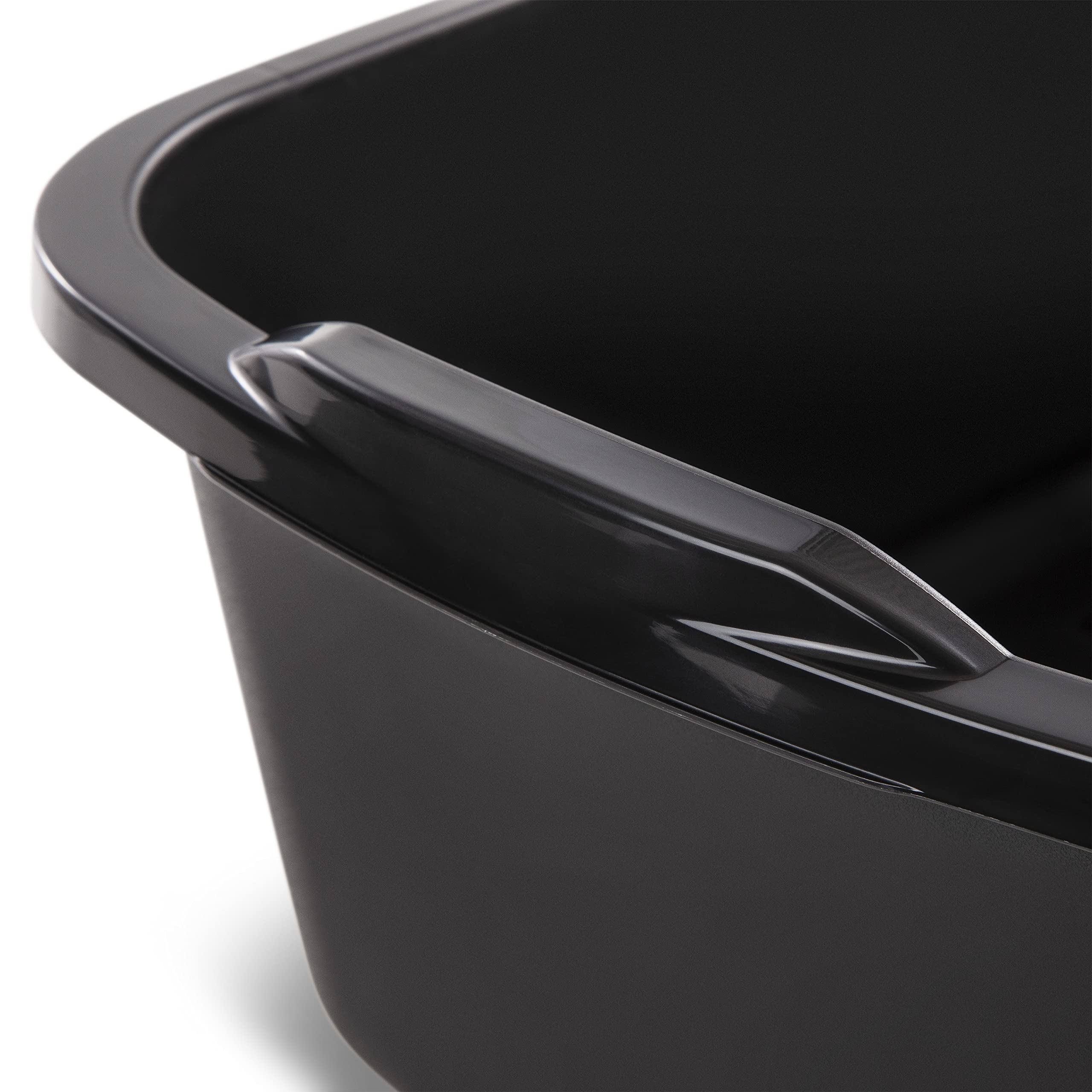 Sterilite 18 Qt Dishpan, Bin Ideal For Soaking And Cleaning Dirty Dishes In The Kitchen Sink, Black, 6-Pack