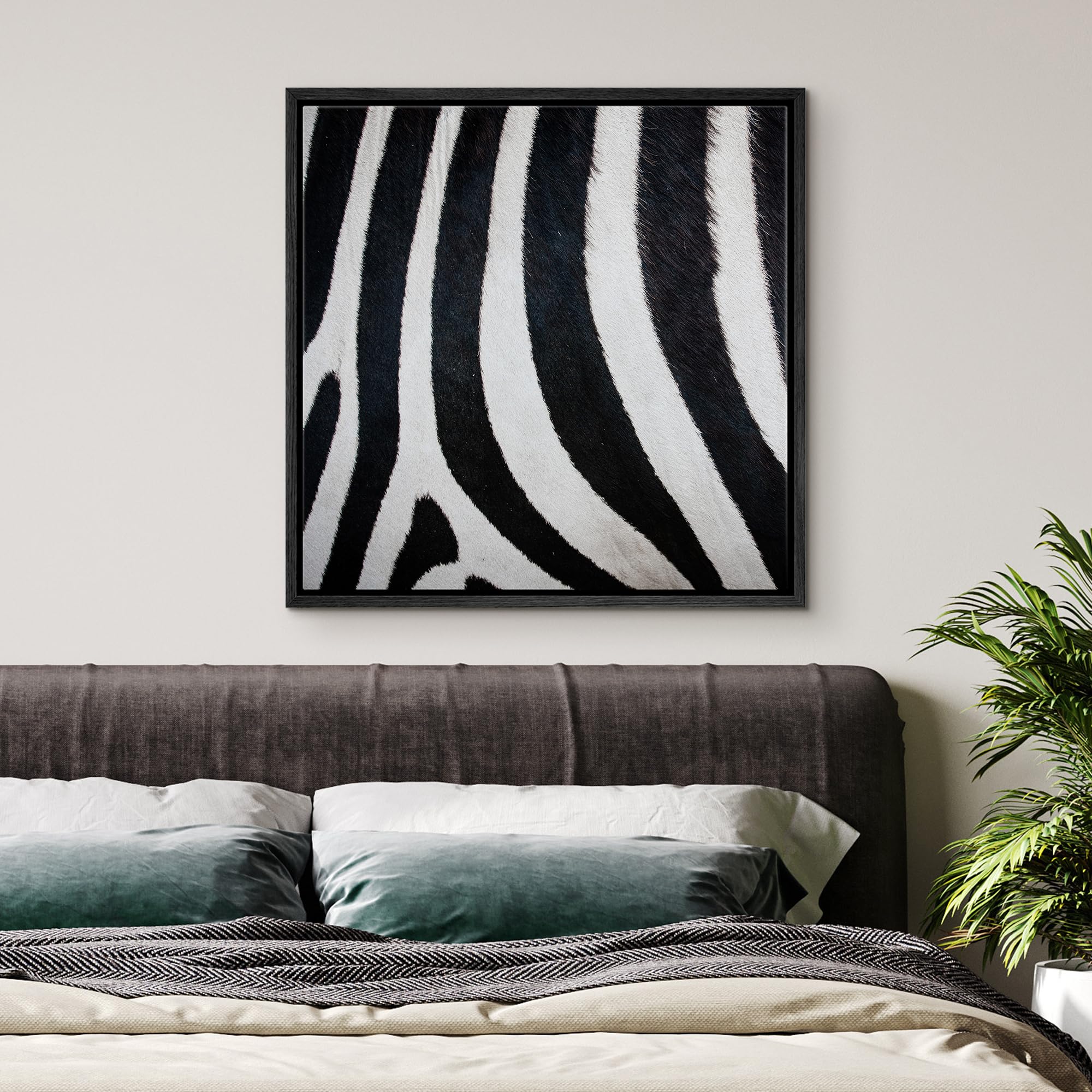 Wall26 Framed Framed Canvas Prints Wall Art Framed Framed Canvas Prints Wall Art - Zebra Fur/Skin Texture - 24''X24'' Black