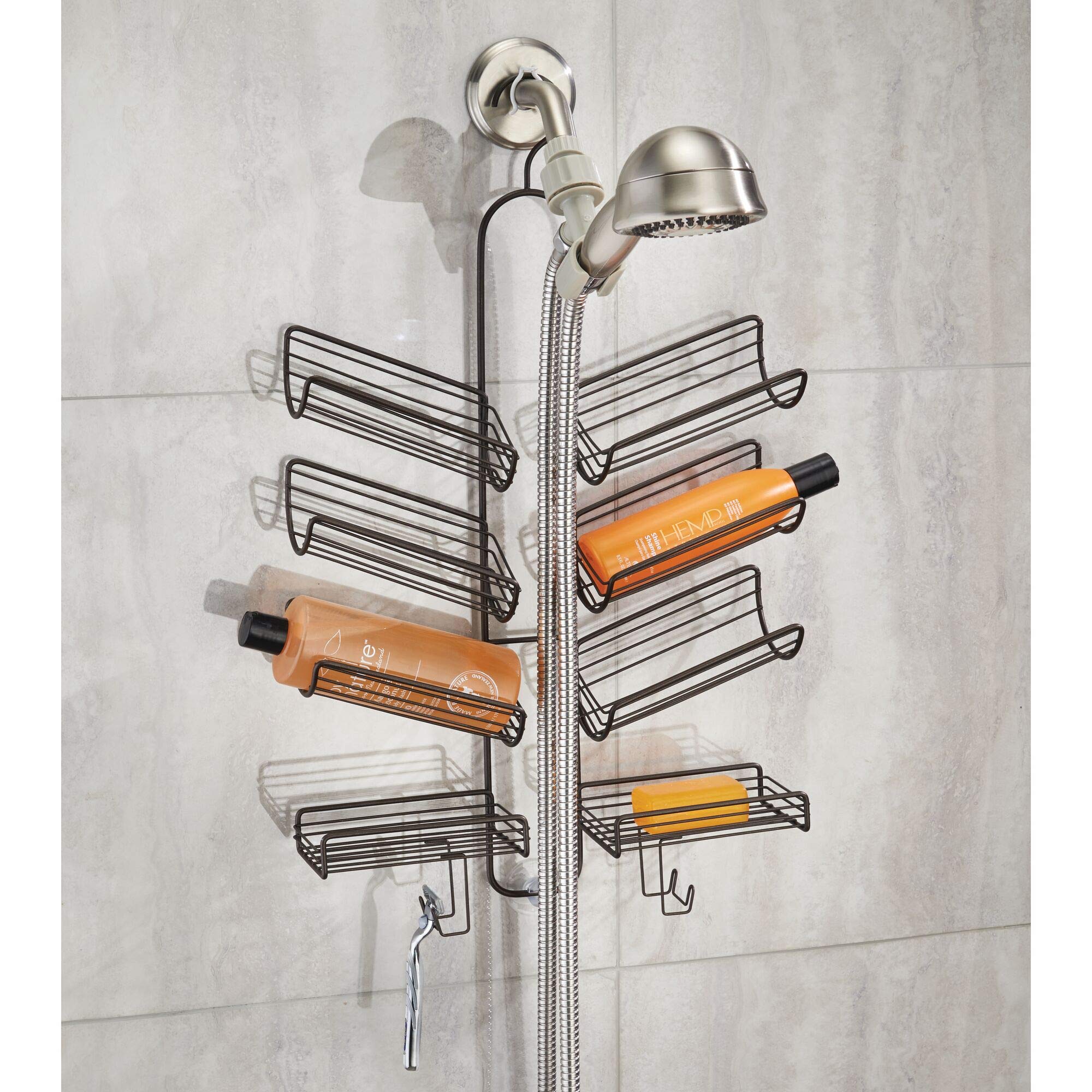 InterDesign Verona Metal Hanging Bathroom Caddy, Bronze, 25" x 14" x 4", Extra Space for Shampoo, Soap, Towels, Model 68541