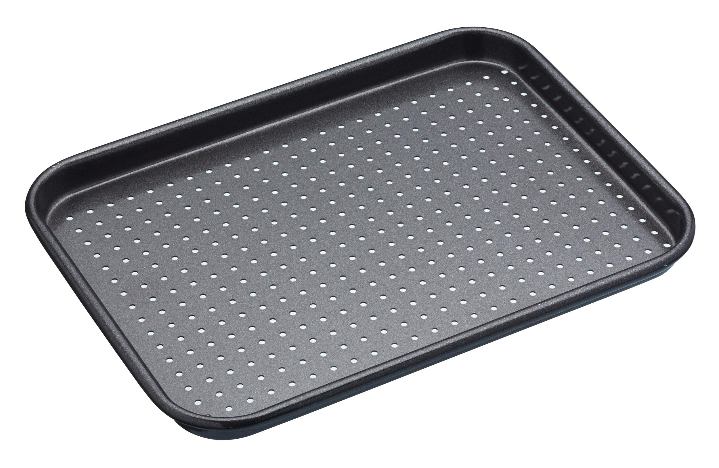 Masterclass Kcmccb54 Crusty Bake Perforated Baking Tray With Pfoa Non Stick, Robust 1 Mm Carbon Steel, 24 X 18 Cm, Grey