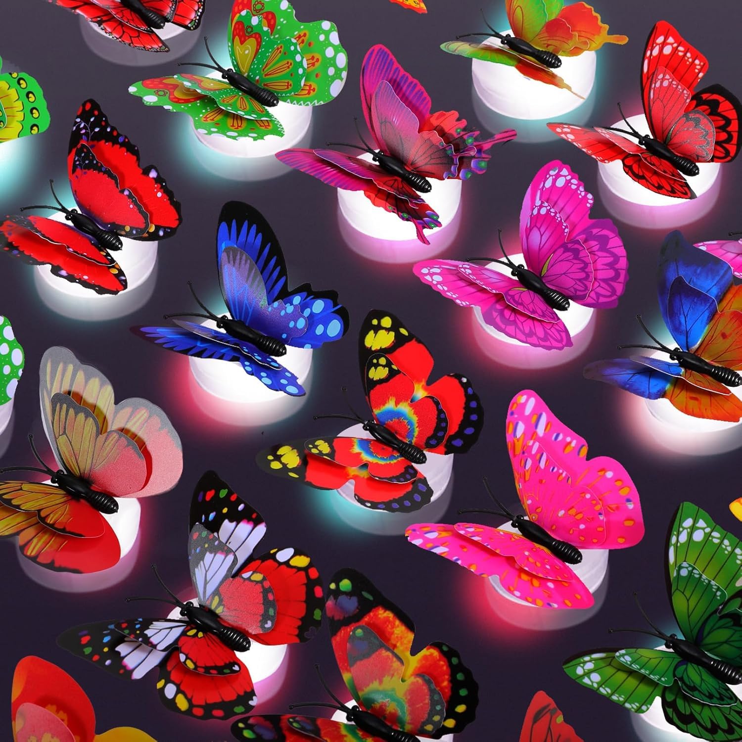 Ytm 12 Pcs Led Butterfly Wall Stickers 3D For Home Decor, Glow Light Decorative Butterflies, Self Adhesive Removable Wall Decora