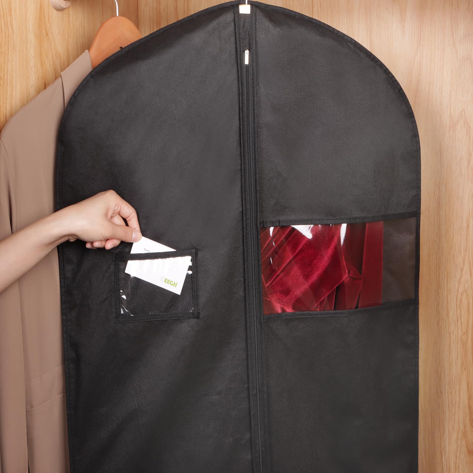 Keegh 60'' Dress Bags For Gowns Long(Set Of 15), Garment Bags For Hanging Clothes, Dress Bags For Closet Storage, Clothes Cover