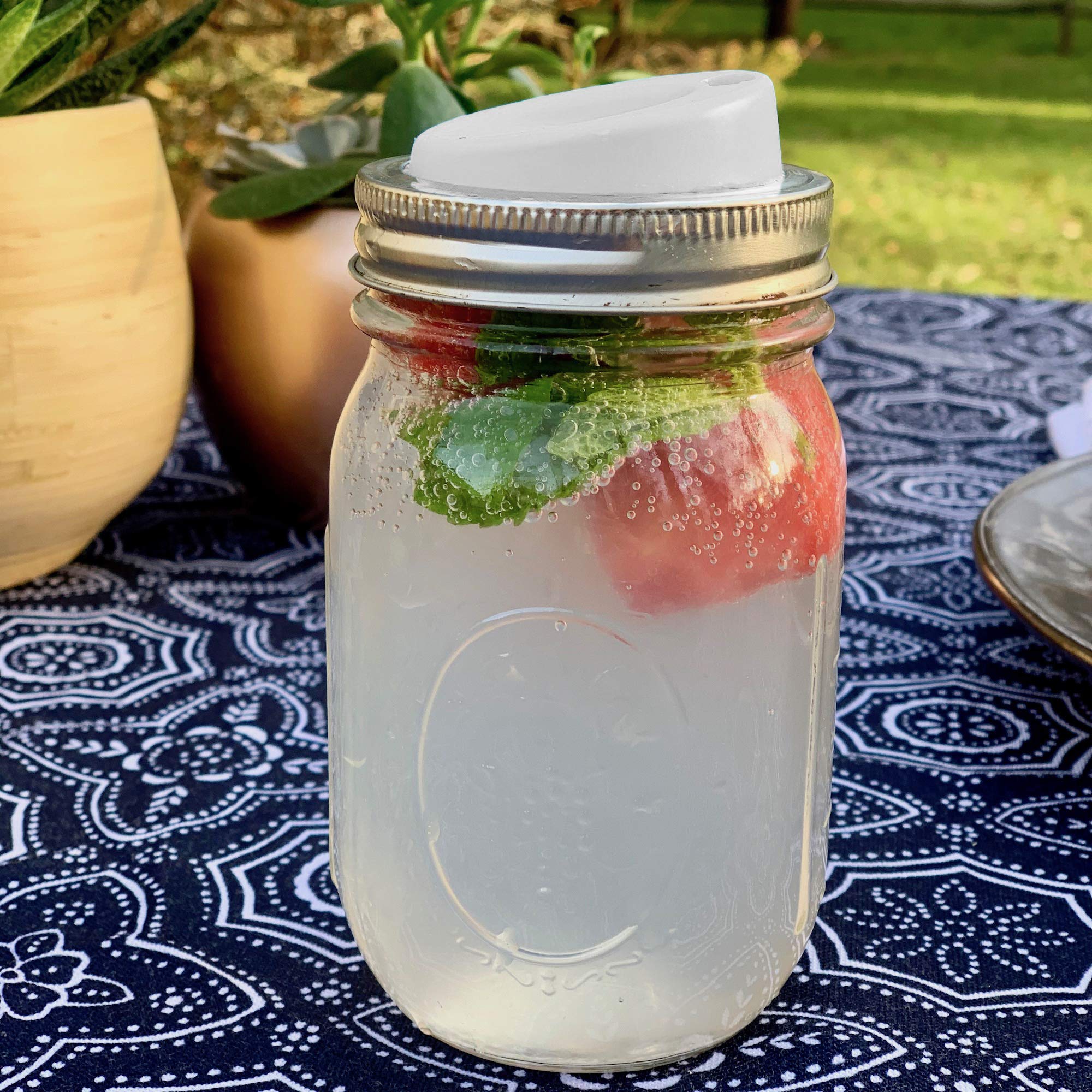 Jarware Translucent 82670 Regular Mouth Drink Lid, Set Of 4, Without Straws